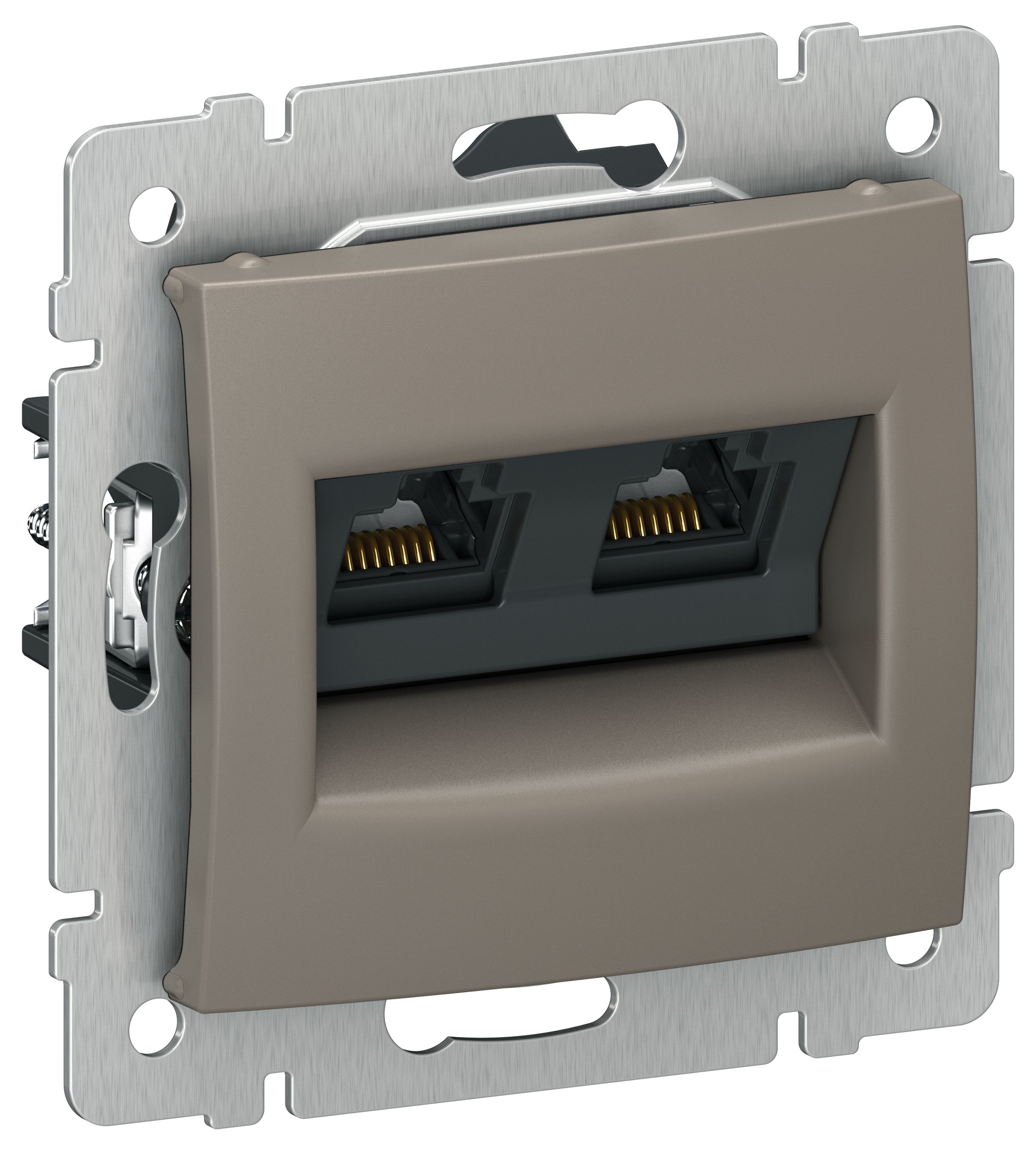 IEKVALENA Розетка компьютерная двойная RJ45 категория 6 UTP 6945321 капучино IEK