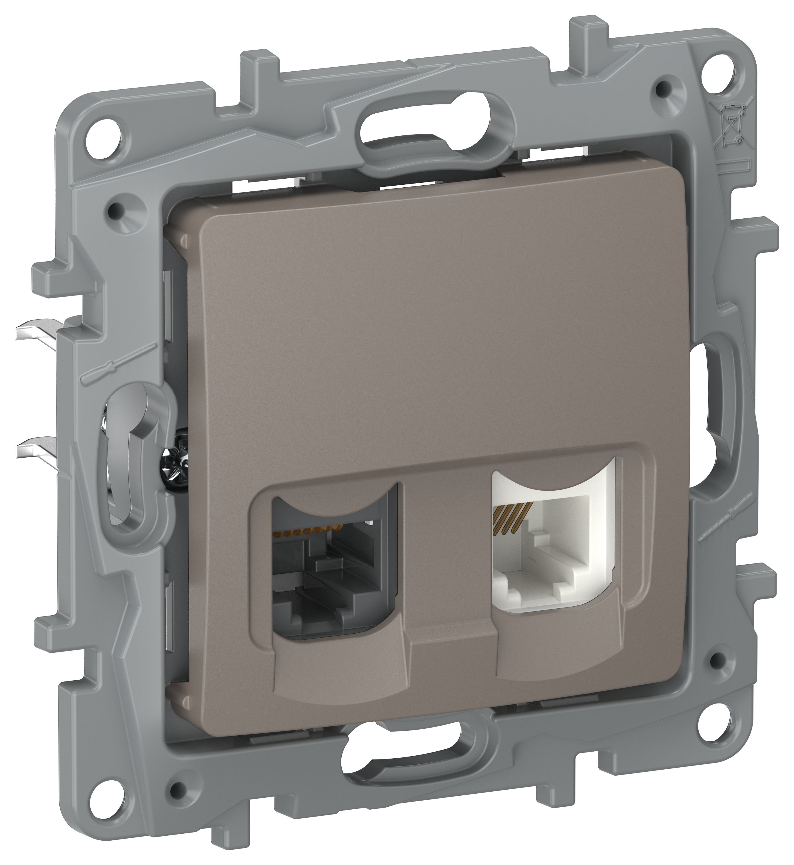 IEKETIKA Розетка двойная RJ11+RJ45 кат.5E UTP 6729521 капучино IEK