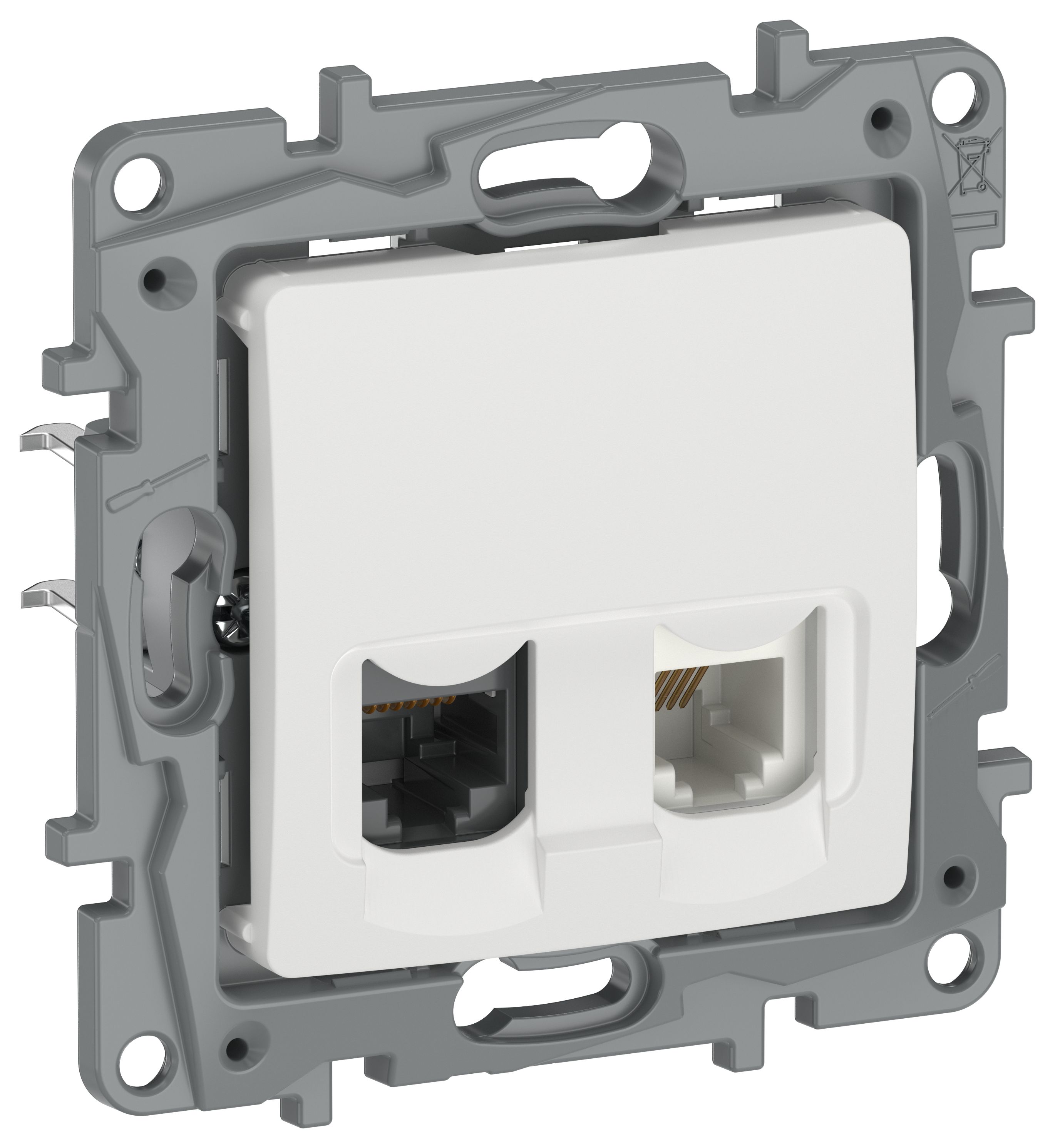 IEKETIKA Розетка двойная RJ11+RJ45 кат.5E UTP 6720521 молочный IEK