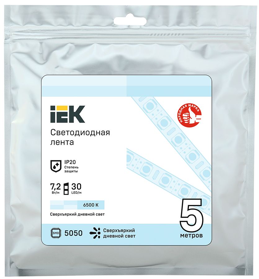 Лента светодиодная 5м LSR-5050W30-7,2-IP20-12В IEK — фото