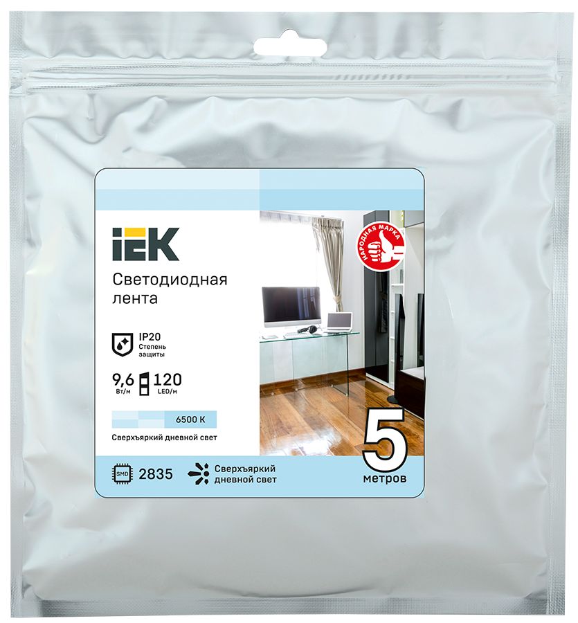 Лента светодиодная 5м LSR-2835W120-9,6-IP20-12В IEK — фото