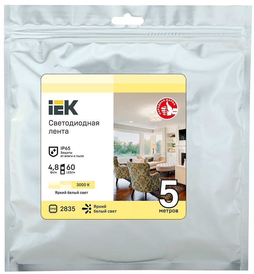 Лента светодиодная 3м LSR-2835WW60-4,8-IP65-12В IEK — фото