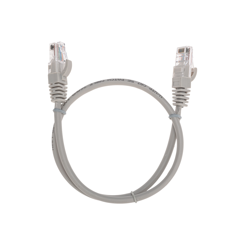 Шнур коммутационный патч-корд U/UTP, CAT 5e, RJ45-RJ45, 26AWG, PVC, серый, 0,5м REXANT — фото