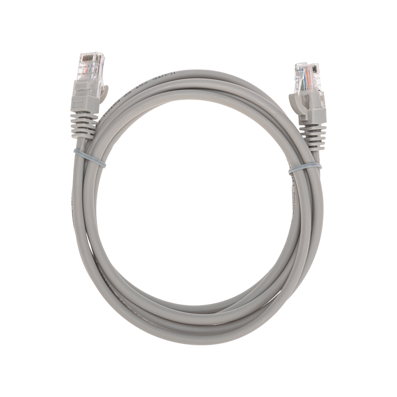 Шнур коммутационный патч-корд U/UTP, CAT 5e, RJ45-RJ45, 26AWG, PVC, серый, 2м REXANT — фото