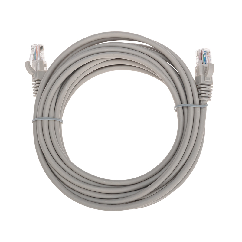Шнур коммутационный патч-корд U/UTP, CAT 5e, RJ45-RJ45, 26AWG, PVC, серый, 5м REXANT — фото
