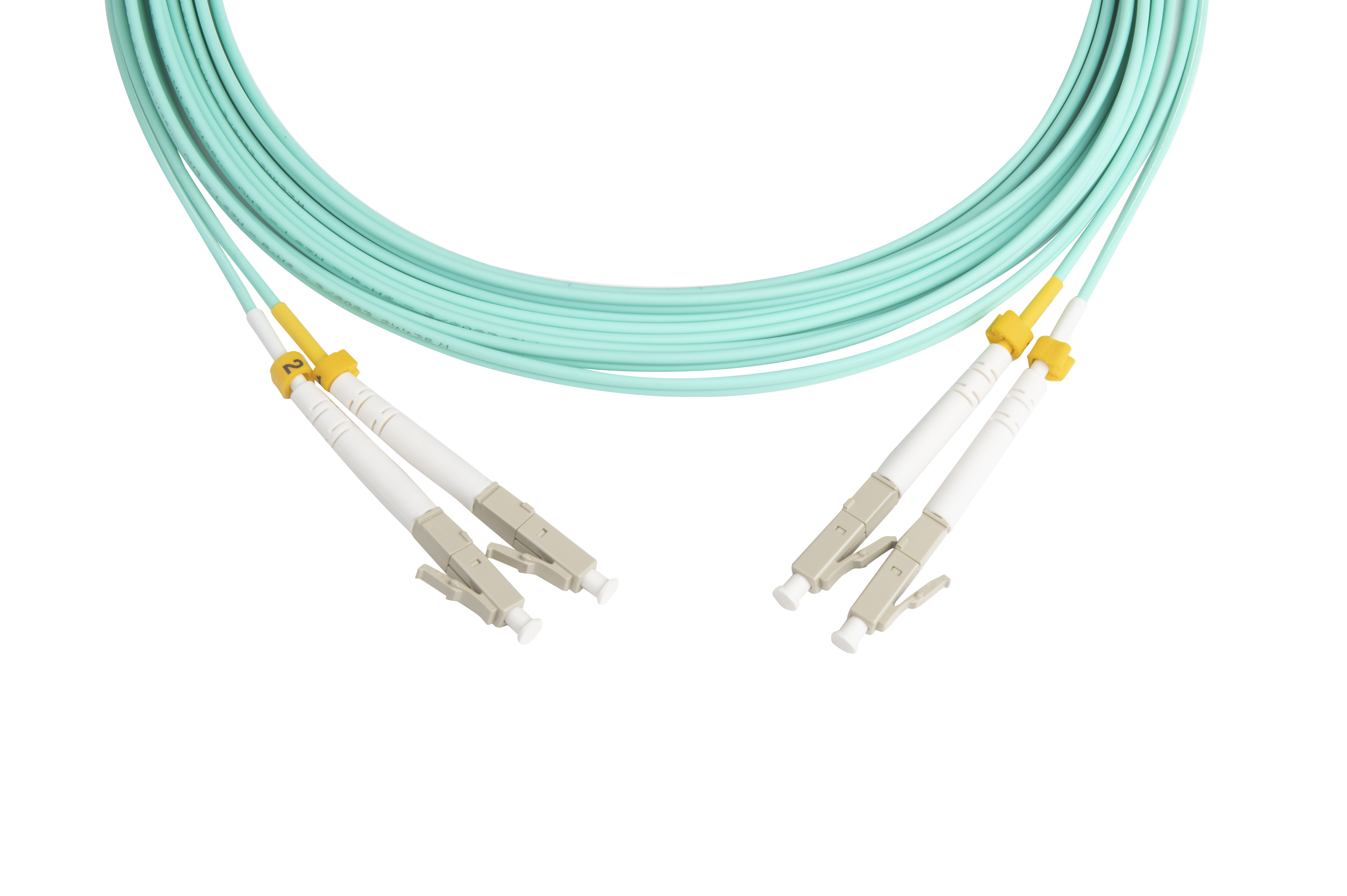 Hyperline FC-D2-503-LC/UR-LC/UR-H-5M-LSZH-AQ Патч-корд волоконно-оптический (шнур) MM 50/125 (OM3), LC-LC, UPC, duplex, 2.0 мм, до 100G, LSZH, 5 м (замена FC-D2-503-LC/PR-LC/PR-H-5M-LSZH-AQ) — фото