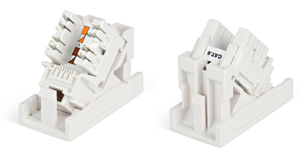 Hyperline SIP2K-C6-M45-22.5 Розетка (вставка) 45x22,5 (аналог Mosaic) с наклонным модулем RJ-45 категории 6 — фото