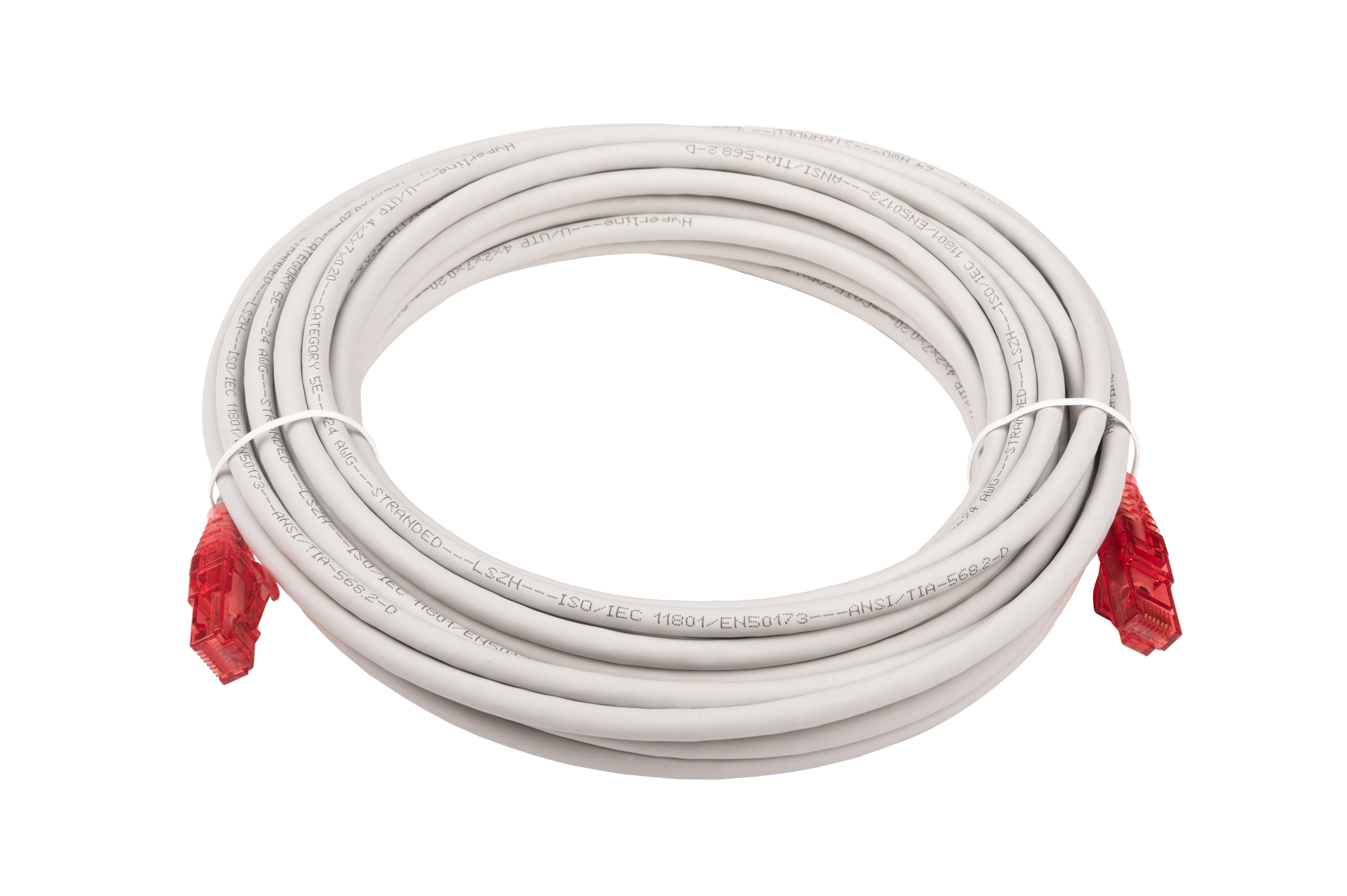 Hyperline PC-LPM-UTP-RJ45-RJ45-C5e-10M-LSZH-GY Патч-корд RJ-45/RJ-45, неэкранированный U/UTP, категория 5e (100% Fluke Component Tested), 24AWG, LSZH, 10 м, серый