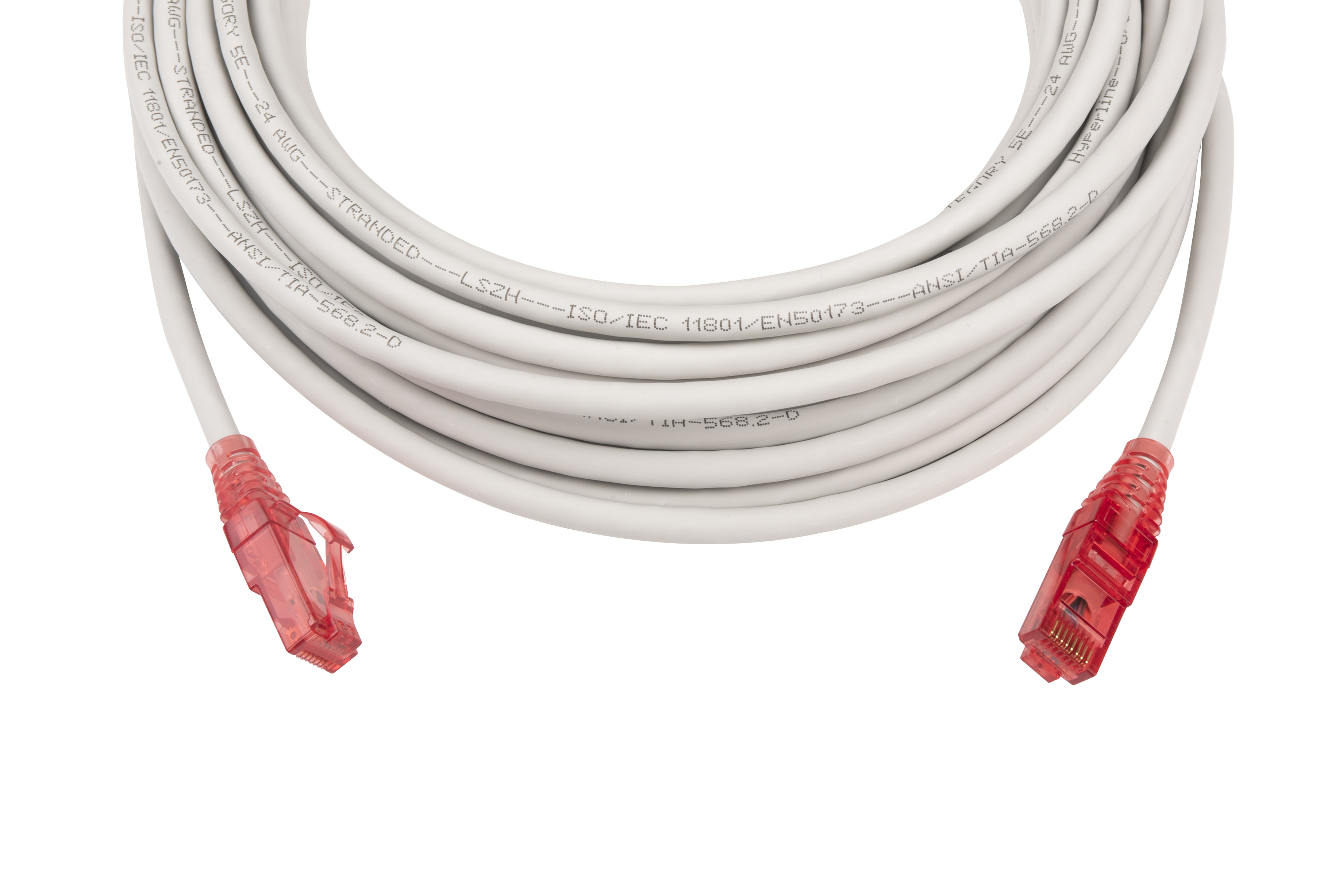 Hyperline PC-LPM-UTP-RJ45-RJ45-C5e-10M-LSZH-GY Патч-корд RJ-45/RJ-45, неэкранированный U/UTP, категория 5e (100% Fluke Component Tested), 24AWG, LSZH, 10 м, серый — фото