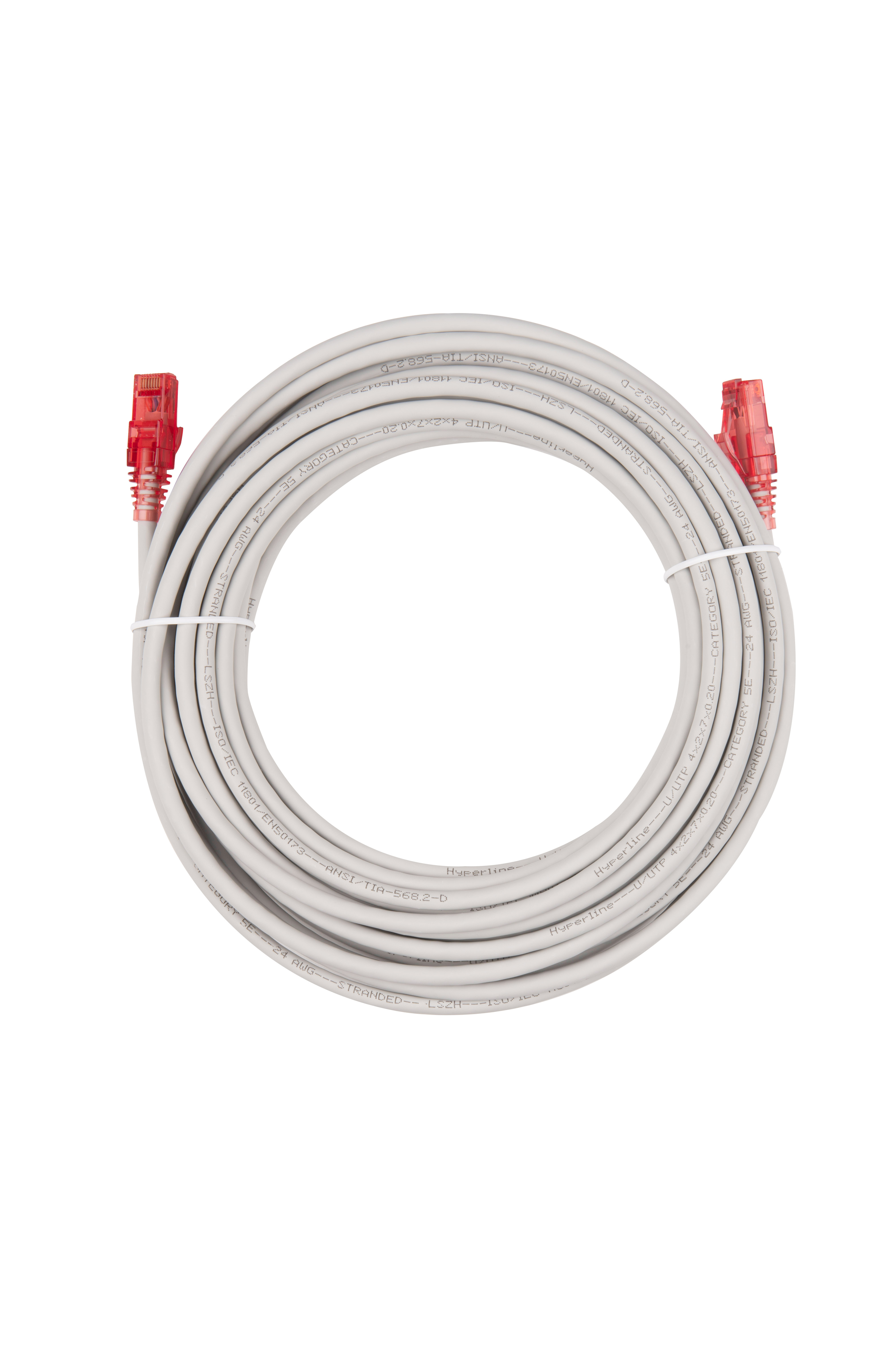 Hyperline PC-LPM-UTP-RJ45-RJ45-C5e-10M-LSZH-GY Патч-корд RJ-45/RJ-45, неэкранированный U/UTP, категория 5e (100% Fluke Component Tested), 24AWG, LSZH, 10 м, серый — фото