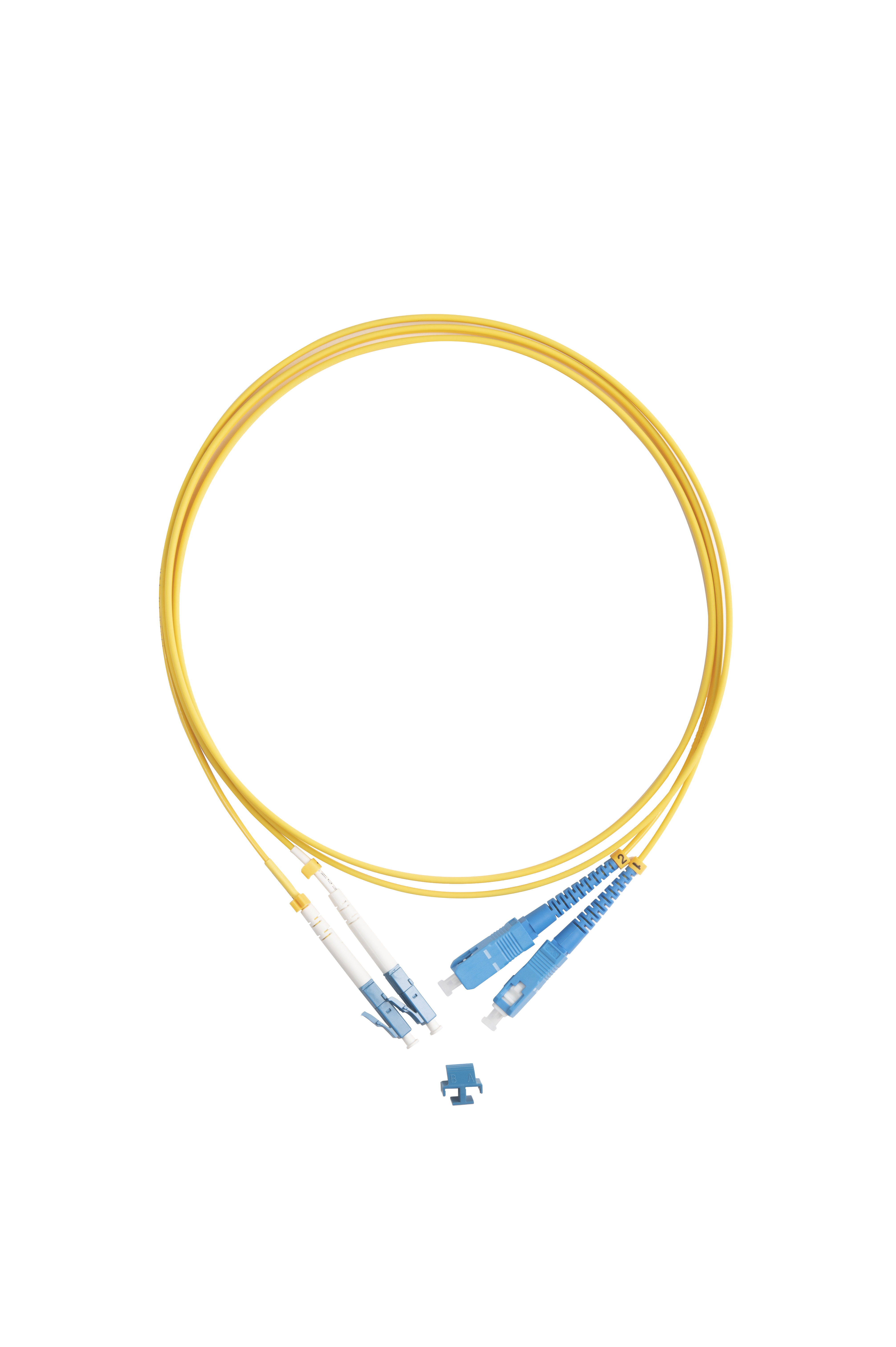 Hyperline FC-D2-9-LC/UR-SC/UR-H-1.5M-LSZH-YL Патч-корд волоконно-оптический (шнур) SM 9/125 (OS2), LC/UPC-SC/UPC, 2.0 мм, duplex, LSZH, 1.5 м — фото
