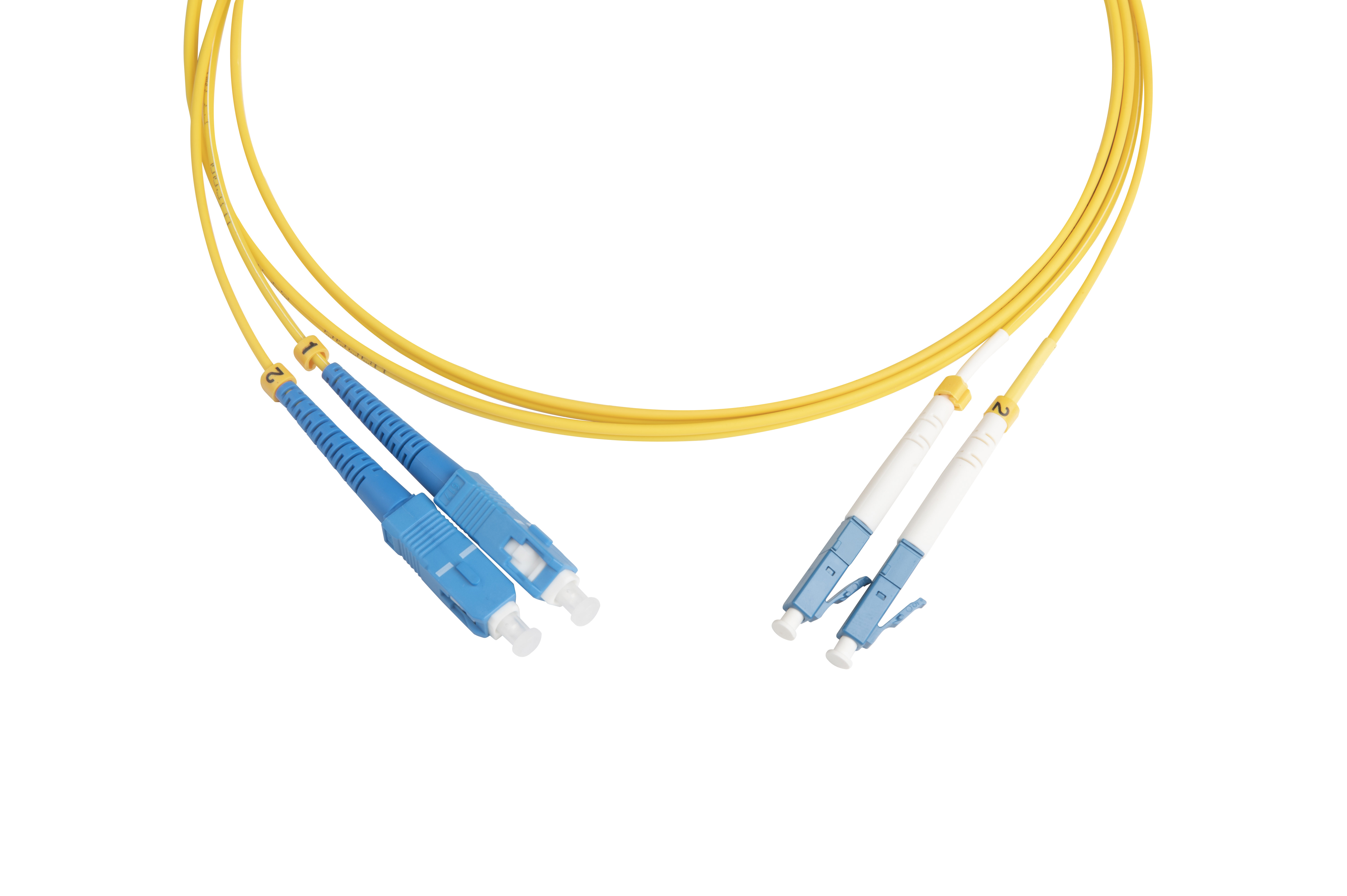 Hyperline FC-D2-9-LC/UR-SC/UR-H-1.5M-LSZH-YL Патч-корд волоконно-оптический (шнур) SM 9/125 (OS2), LC/UPC-SC/UPC, 2.0 мм, duplex, LSZH, 1.5 м — фото