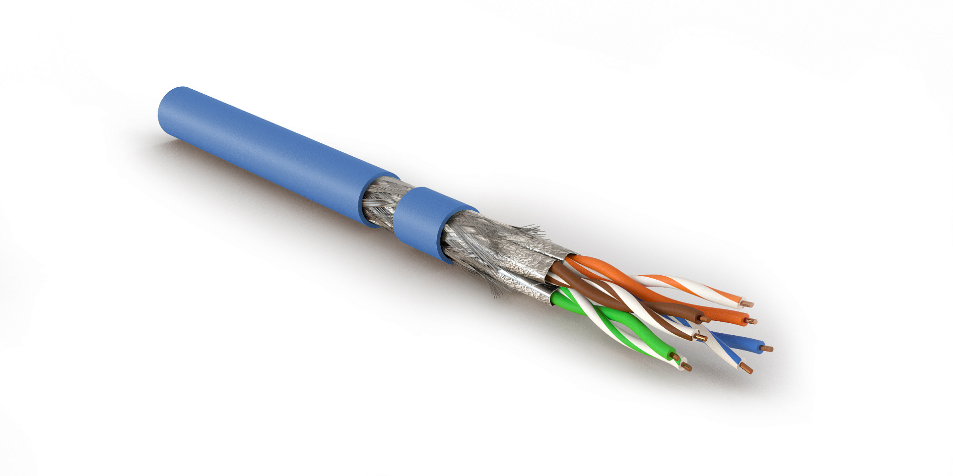 Hyperline SFTP4-C8.1-S23-IN-LSZH-BL-305 (305 м) Кабель витая пара, экранированный S/FTP, общий экран оплетка, каждая пара в фольге, категория 8.1 (Класс I, 2000MHz), 4 пары 23 AWG, 4х2х0,60 мм, однопров.жилы, LSZH, нг(А)-HF, внутр.-40°C – +75°C, синий — фото