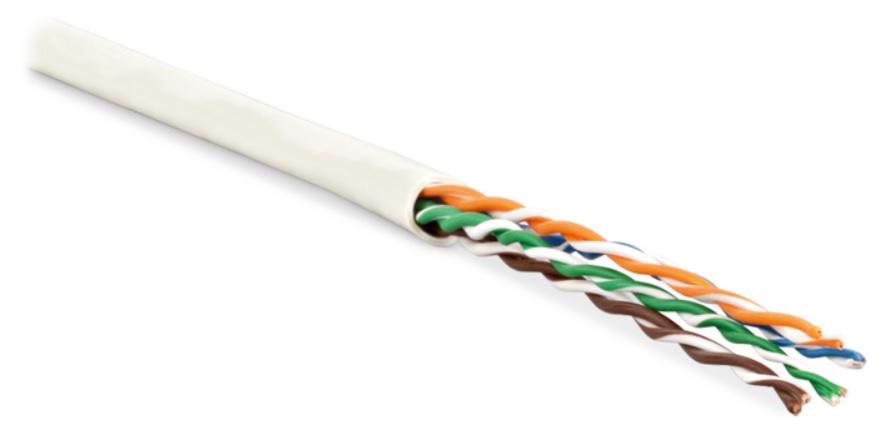 Hyperline UUTP4-C5E-P24-IN-LSZH-WH-305 (305 м) Кабель витая пара, неэкранированный U/UTP, категория 5e, 4 пары 24 AWG, 4х2х0,60 мм, многопроволочные жилы, LSZH, нг(А)-HF, внутренний -40°C – +75°C, белый — фото