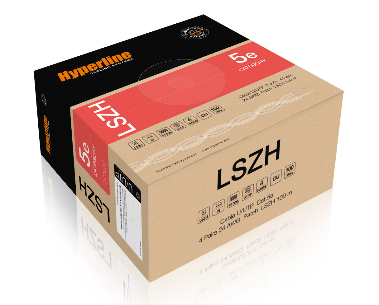 Hyperline UUTP4-C5E-P24-IN-LSZH-WH-305 (305 м) Кабель витая пара, неэкранированный U/UTP, категория 5e, 4 пары 24 AWG, 4х2х0,60 мм, многопроволочные жилы, LSZH, нг(А)-HF, внутренний -40°C – +75°C, белый — фото