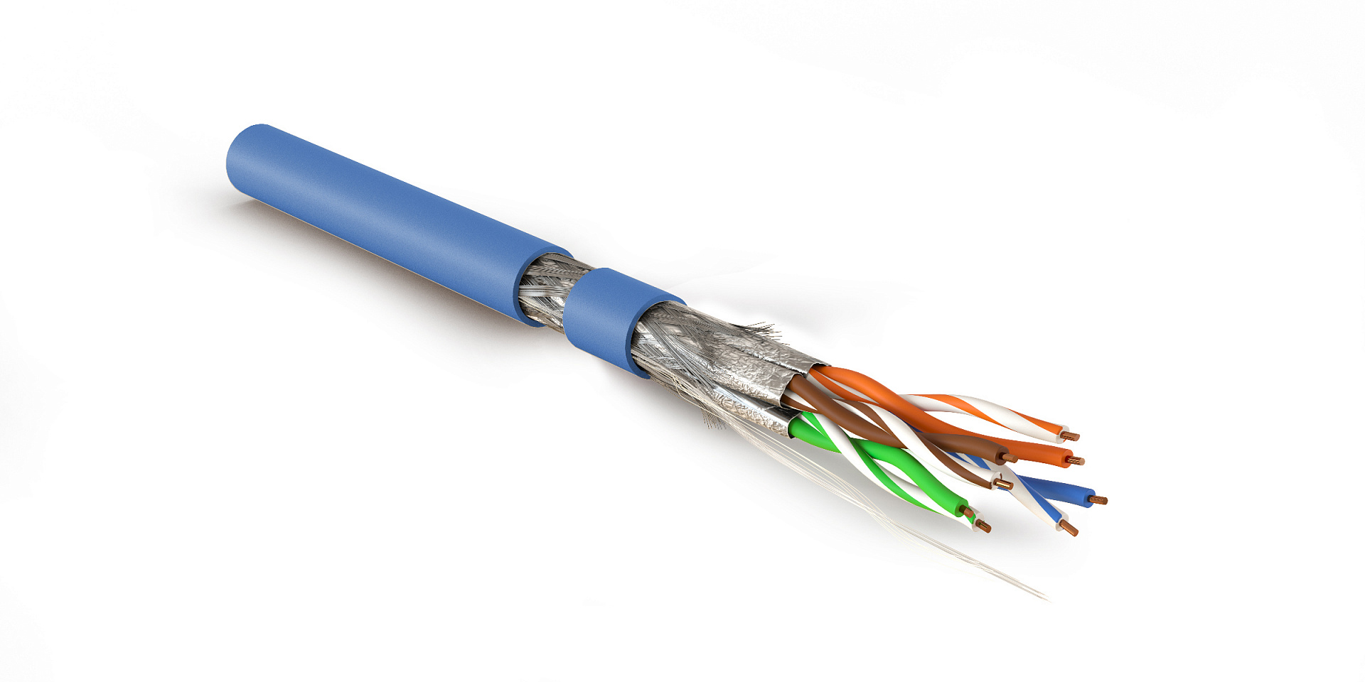 Hyperline SFTP4-C7A-S23-IN-LSZH-BL-305 (305 м) Кабель витая пара, экранированный S/FTP, общий экран оплетка, каждая пара в фольге, категория 7A (1000MHz), 4 пары 23 AWG, 4х2х0,58 мм, однопроволочные жилы, LSZH, нг(А)-HF, внутренний -40°C – +75°C, синий