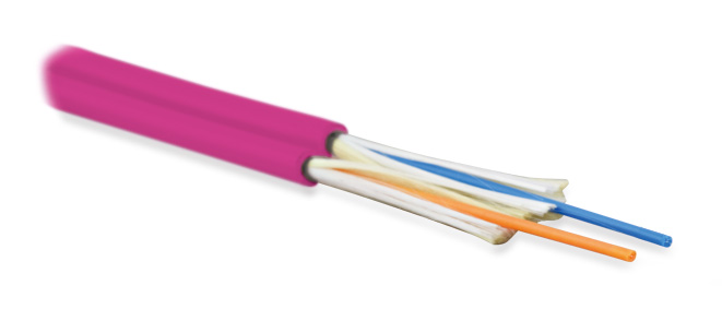 Hyperline FO-D2-IN-504-2-LSZH-MG Кабель волоконно-оптический 50/125 (OM4) многомодовый, 2 волокна, duplex, zip-cord, плотное буферное покрытие (tight buffer) 2.0 мм, для внутренней прокладки, LSZH, нг(А)-HF, –40°C – +70°C, маджента — фото