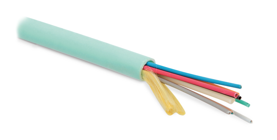 Hyperline FO-MB-IN-503-96-LSZH-AQ Кабель волоконно-оптический 50/125 (OM3) многомодовый, 96 волокон, безгелевые микротрубки 1.1 мм (micro bundle), для внутренней прокладки, LSZH, нг(А)-HF, -30°C – +70°C, аква