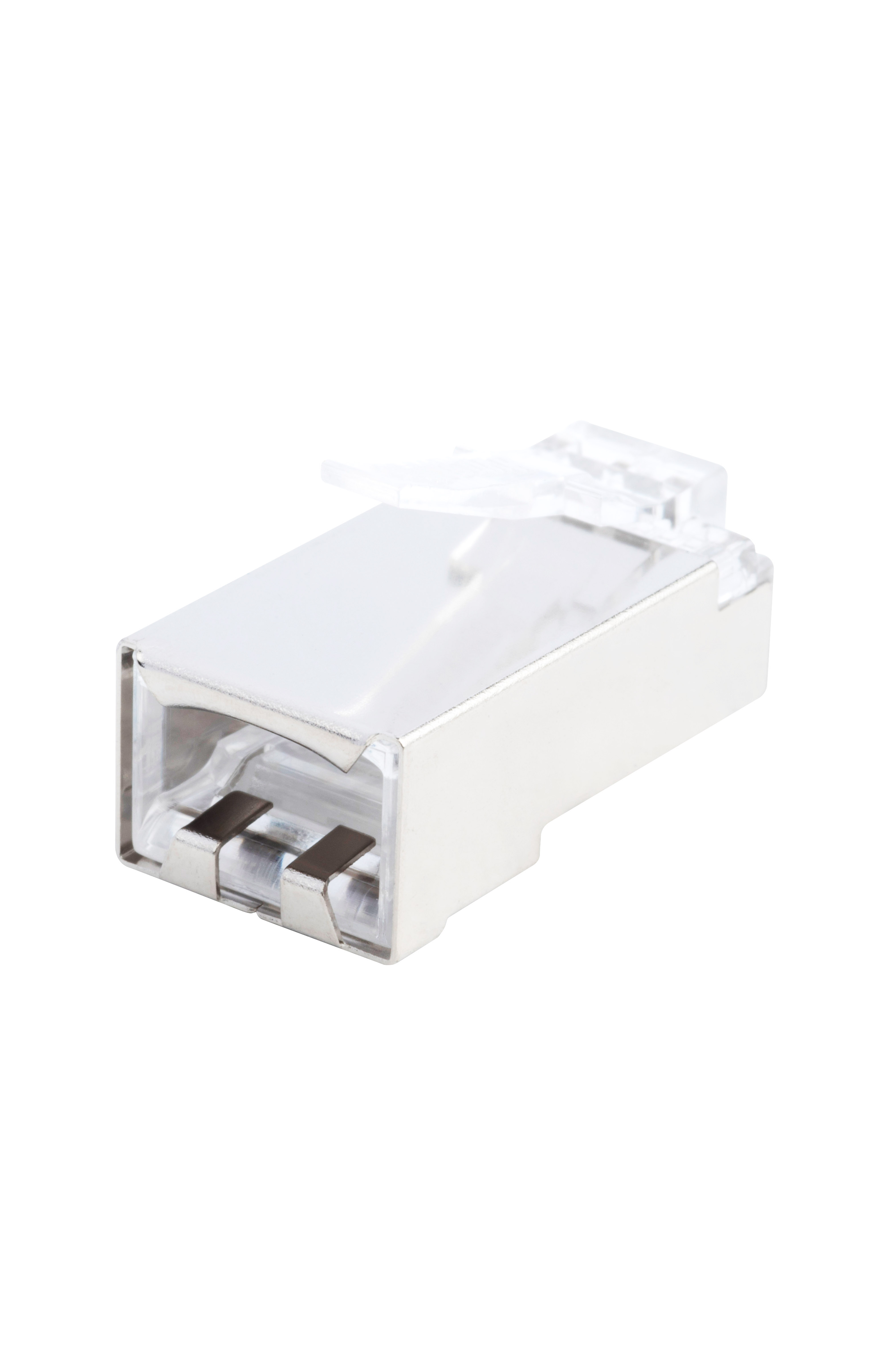 Hyperline PLUG-8P8C-U-C5-SH-100 Разъем RJ-45(8P8C) под витую пару, категория 5e (50 µ"/ 50 микродюймов), экранированный, универсальный (для одножильного и многожильного кабеля) (100 шт) — фото
