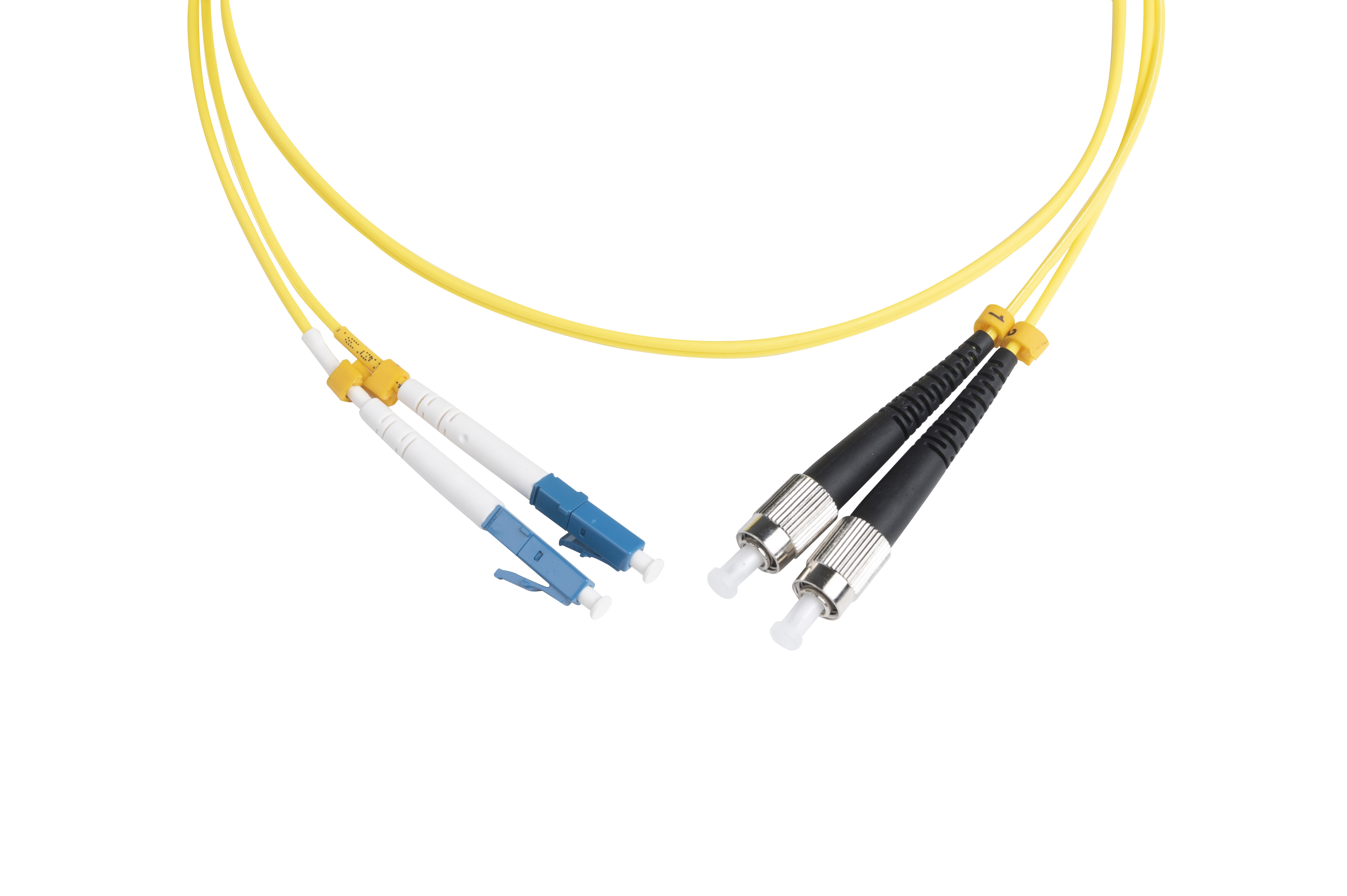 Hyperline FC-D2-9-FC/UR-LC/UR-H-1M-LSZH-YL Патч-корд волоконно-оптический (шнур) SM 9/125 (OS2), FC/UPC-LC/UPC, 2.0 мм, duplex, LSZH, 1 м — фото