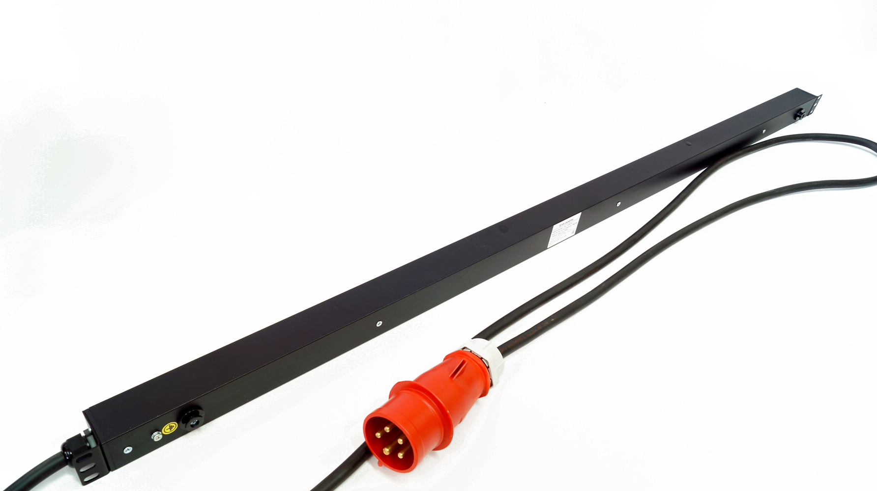 Hyperline SHE-36IEC-6BIEC-B-3x32-3PVR Блок розеток, вертикальный, 36 розеток IEC320 C13, 6 розеток IEC320 C19, автоматический выключатель, кабель питания 3м (5х4.0мм2) с вилкой IEC 60309 32А (3P+N+E), 380В, корпус алюминий, черный — фото