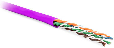 Hyperline UUTP4-C5E-P24-IN-LSZH-PK-305 (305 м) Кабель витая пара, неэкранированный U/UTP, категория 5e, 4 пары 24 AWG, 4х2х0,60 мм, многопроволочные жилы, LSZH, нг(А)-HF, внутренний -40°C – +75°C, розовый — фото
