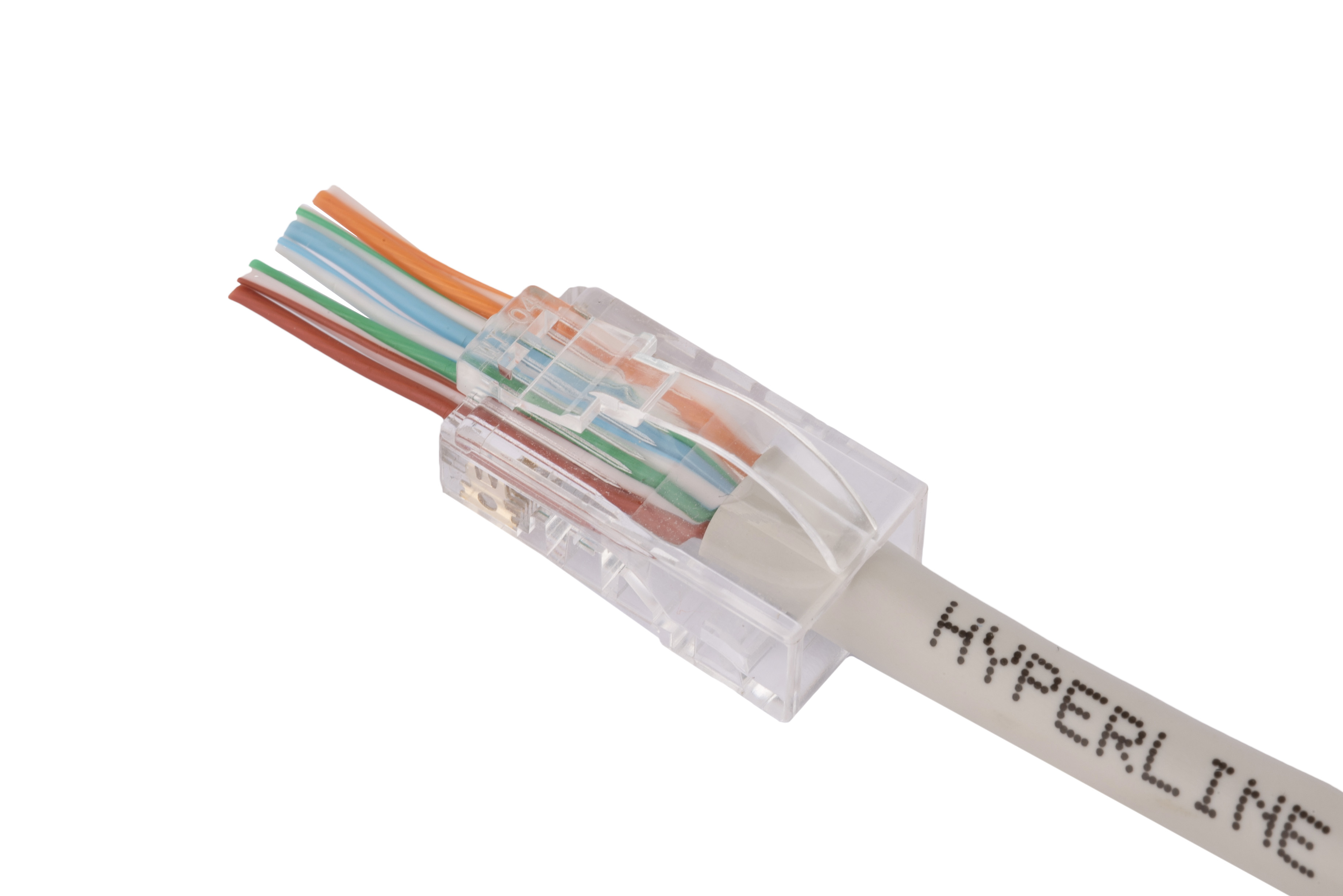 Hyperline PLEZ-8P8C-UA-C5-100 Разъем легкой оконцовки RJ-45 (8P8C) под витую пару, язычок Arch, категория 5e (50 µ"/ 50 микродюймов), универсальный (для одножильного и многожильного кабеля) (100 шт.) — фото