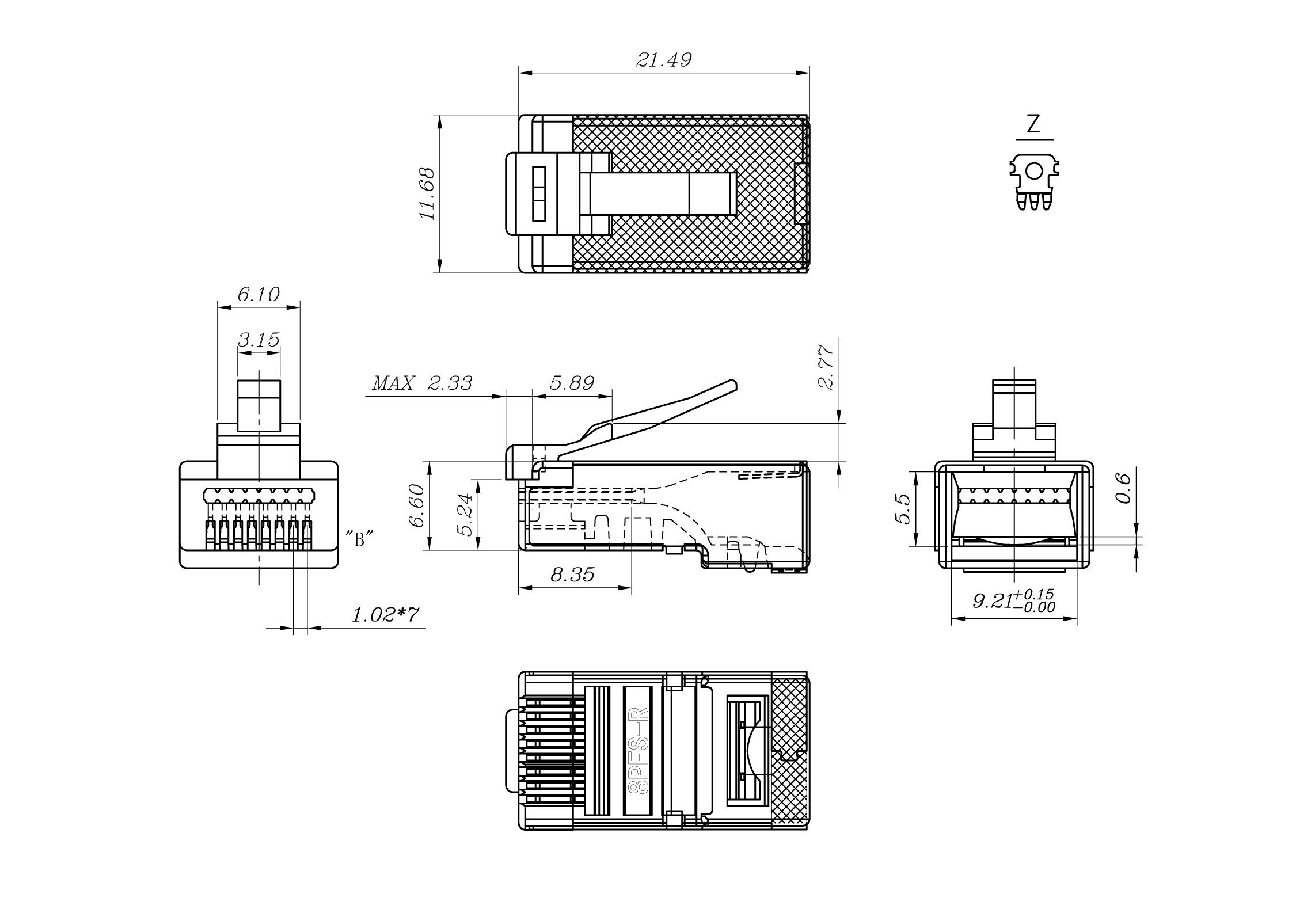Hyperline PLEZ-8P8C-U-C5-SH-100 Разъем легкой оконцовки RJ-45 (8P8C) под витую пару, категория 5e (50 µ"/ 50 микродюймов), экранированный, универсальный (для одножильного и многожильного кабеля) (100 шт.) — фото