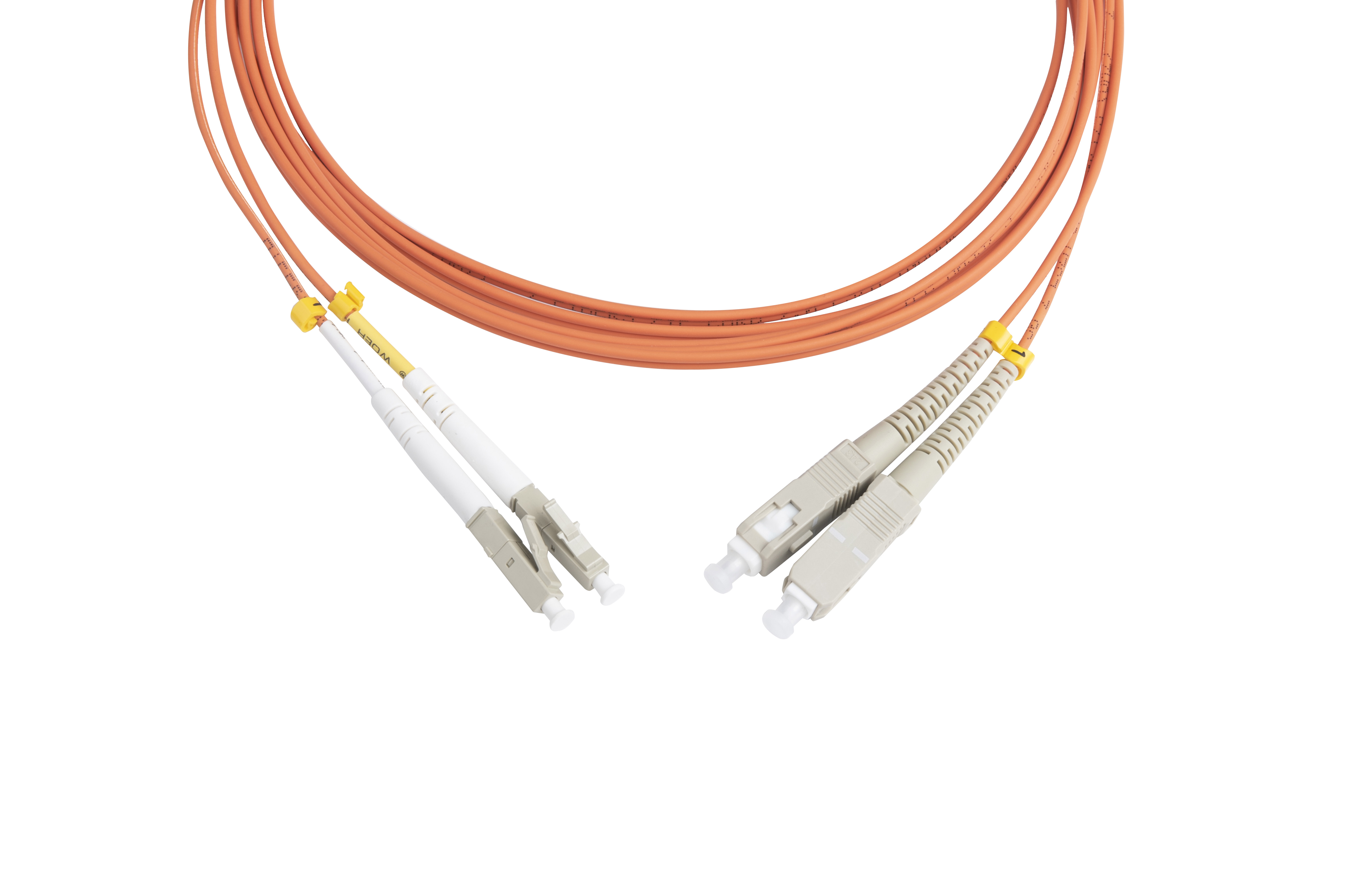 Hyperline FC-D2-50-LC/UR-SC/UR-H-3M-LSZH-OR Патч-корд волоконно-оптический (шнур) MM 50/125 (OM2), LC-SC, UPC, duplex, 2.0 мм, LSZH, 3 м (замена FC-D2-50-LC/PR-SC/PR-H-3M-LSZH-OR) — фото
