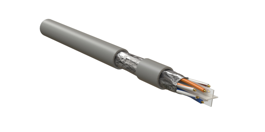 Hyperline IFUTP4-C6-S23/1-FRPVC-GY (305 м) Кабель для сетей Industrial Ethernet, экранированный F/UTP, общий экран фольга, категория 6, 4 пары 23 AWG, 4х2х0,57 мм, однопроволочные жилы, PVC, серый — фото
