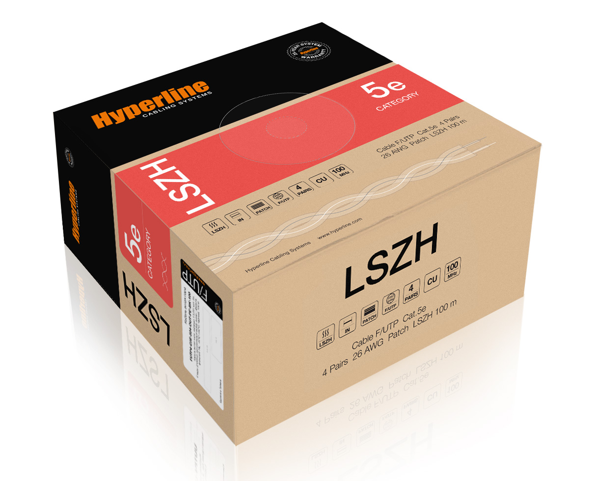 Hyperline FUTP4-C5E-P26-IN-LSZH-PK-305 (305 м) Кабель витая пара, экранированный F/UTP, общий экран фольга, категория 5e, 4 пары 26 AWG, 4х2х0,48 мм, многопроволочные жилы, LSZH, нг(А)-HF, внутренний -40°C – +75°C, розовый — фото