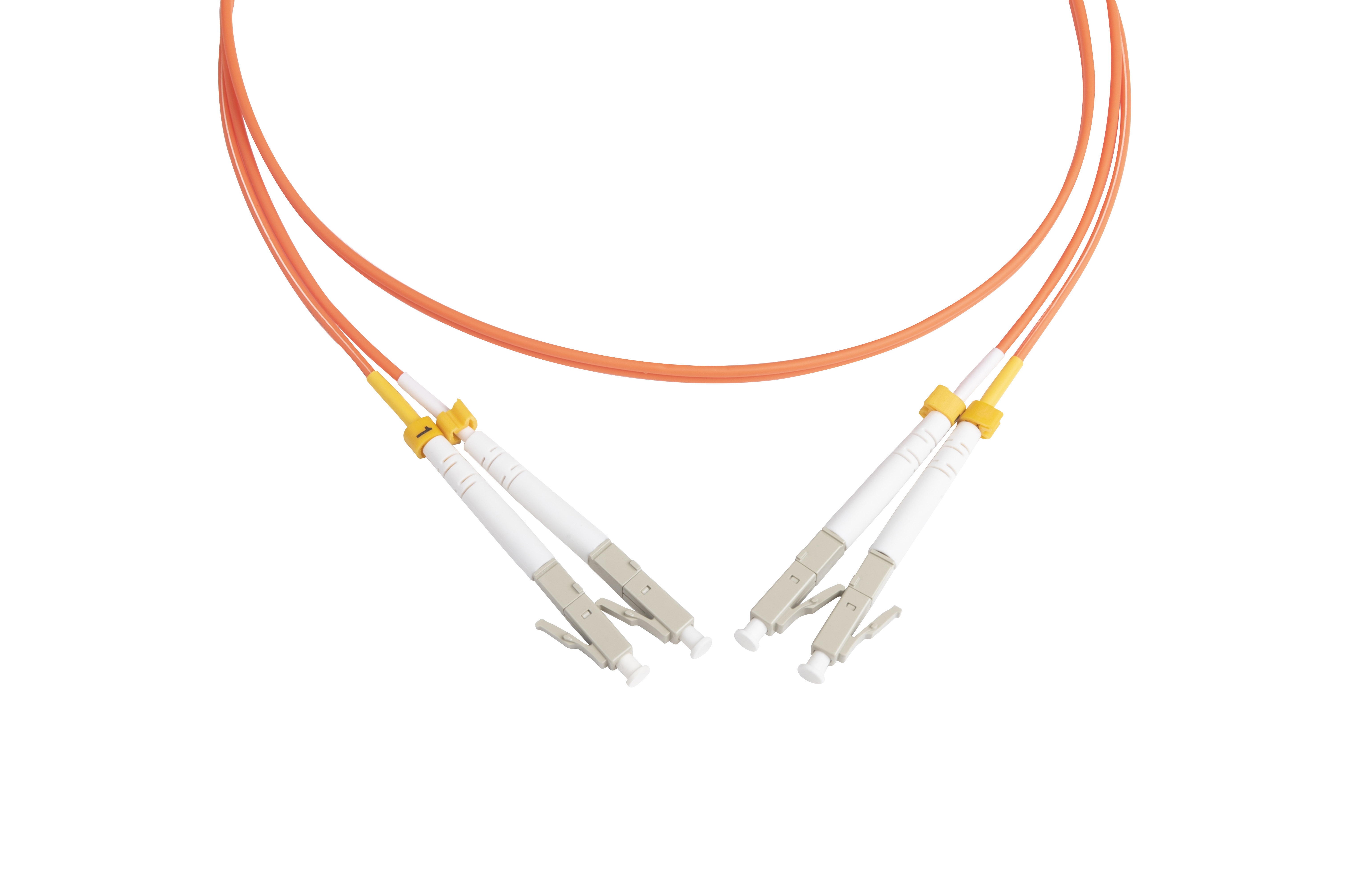 Hyperline FC-D2-50-LC/UR-LC/UR-H-1M-LSZH-OR Патч-корд волоконно-оптический (шнур) MM 50/125 (OM2), LC-LC, UPC, duplex, 2.0 мм, LSZH, 1 м (замена FC-D2-50-LC/PR-LC/PR-H-1M-LSZH-OR) — фото