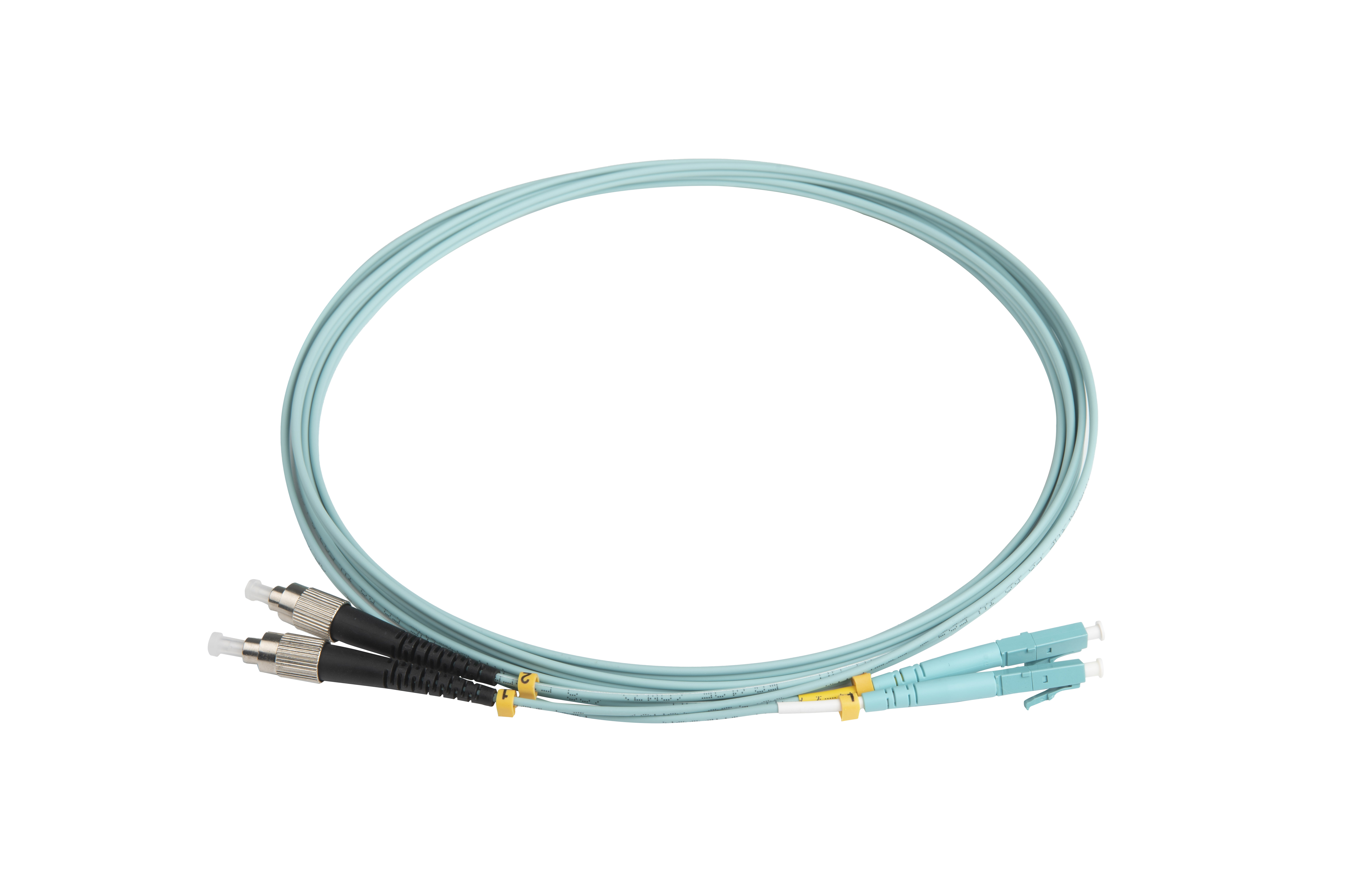 Hyperline FC-D2-503-FC/UR-LC/UR-H-3M-LSZH-AQ Патч-корд волоконно-оптический (шнур) MM 50/125 (OM3), FC-LC, UPC, duplex, 2.0 мм, до 100G, LSZH, 3 м (замена FC-D2-503-FC/PR-LC/PR-H-3M-LSZH-AQ) — фото