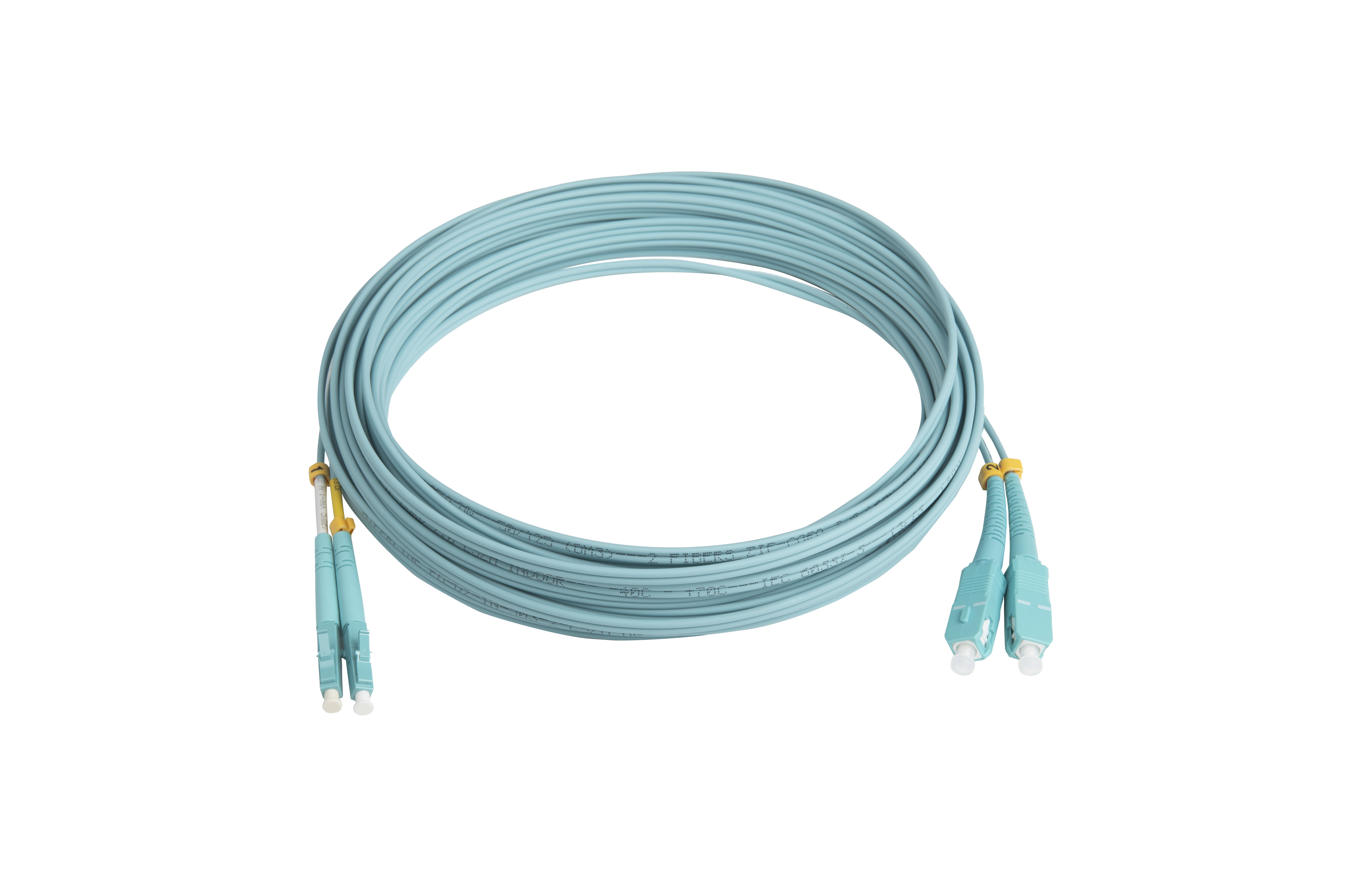 Hyperline FC-D2-503-LC/UR-SC/UR-H-10M-LSZH-AQ Патч-корд волоконно-оптический (шнур) MM 50/125 (OM3), LC-SC, UPC, duplex, 2.0 мм, до 100G, LSZH, 10 м (замена FC-D2-503-LC/PR-SC/PR-H-10M-LSZH-AQ)