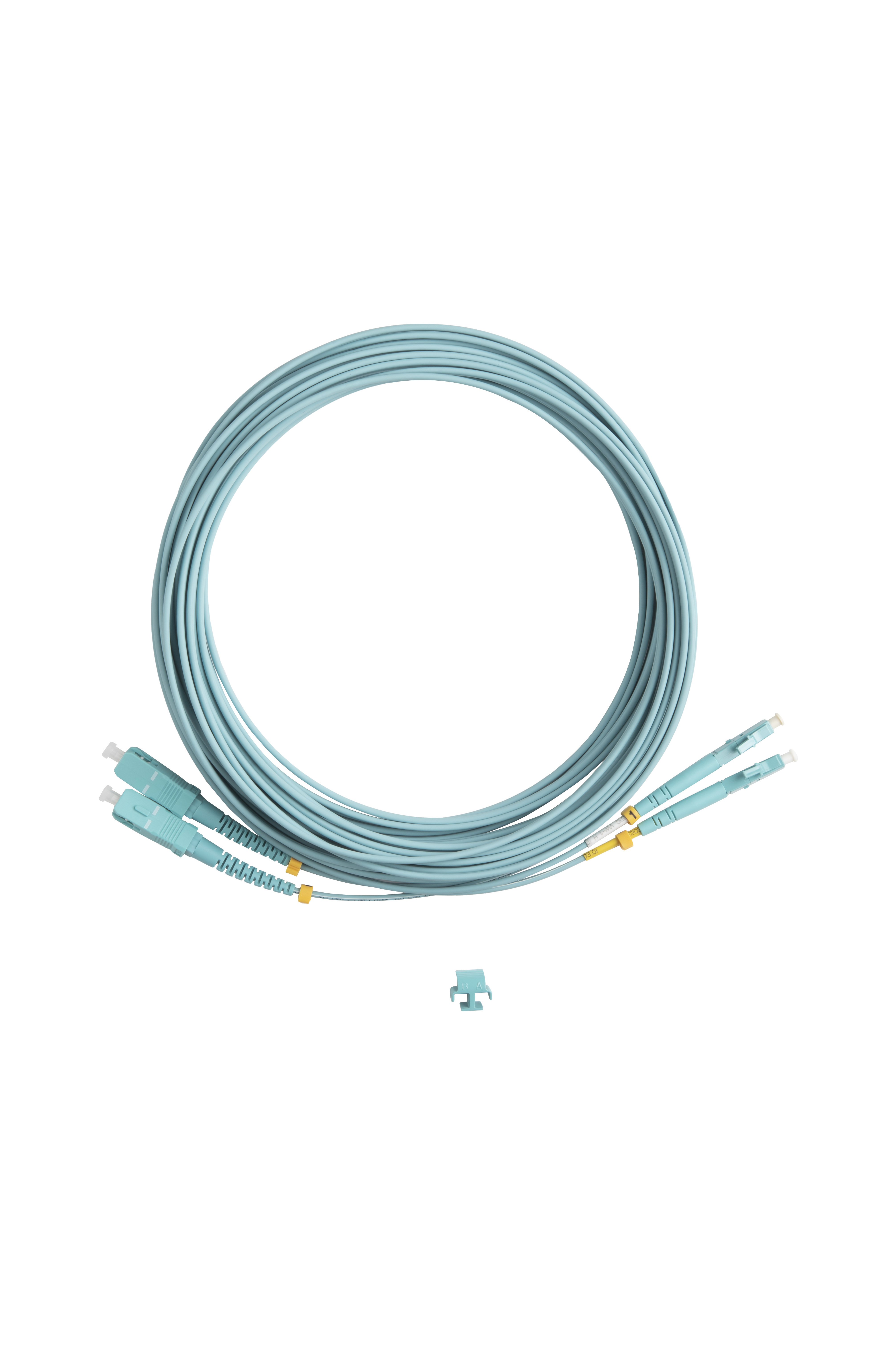 Hyperline FC-D2-503-LC/UR-SC/UR-H-10M-LSZH-AQ Патч-корд волоконно-оптический (шнур) MM 50/125 (OM3), LC-SC, UPC, duplex, 2.0 мм, до 100G, LSZH, 10 м (замена FC-D2-503-LC/PR-SC/PR-H-10M-LSZH-AQ) — фото