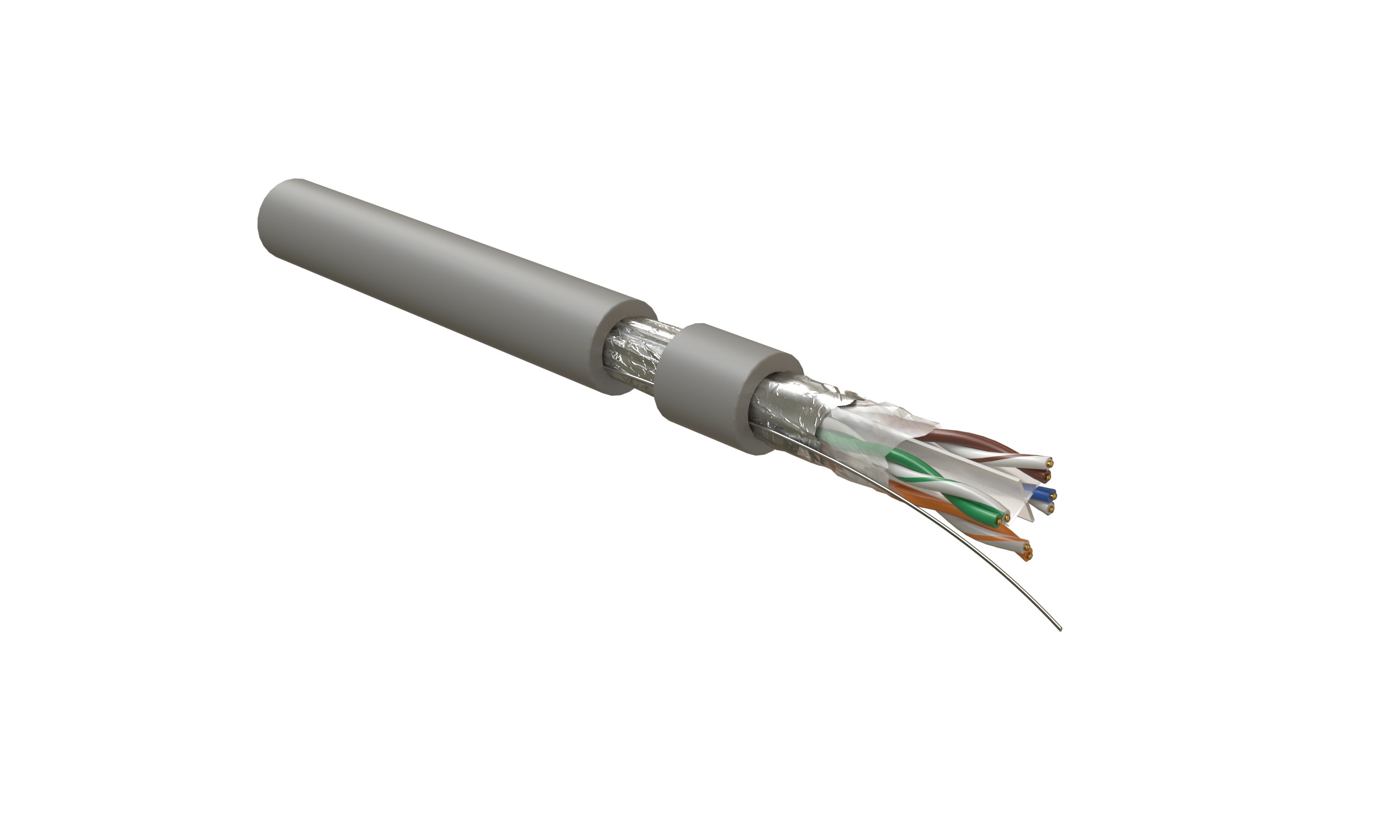 Hyperline FUTP4R-C6-S23-IN-LSLTX-GY-305 (305 м) Кабель витая пара, экранированный F/UTP, общий экран фольга, категория 6, 4 пары 23 AWG, 4х2х0,58 мм, однопроволочные жилы, нг(А)-LSLTx, внутренний -20°C – +60°C, серый, системная гарантия 25 лет