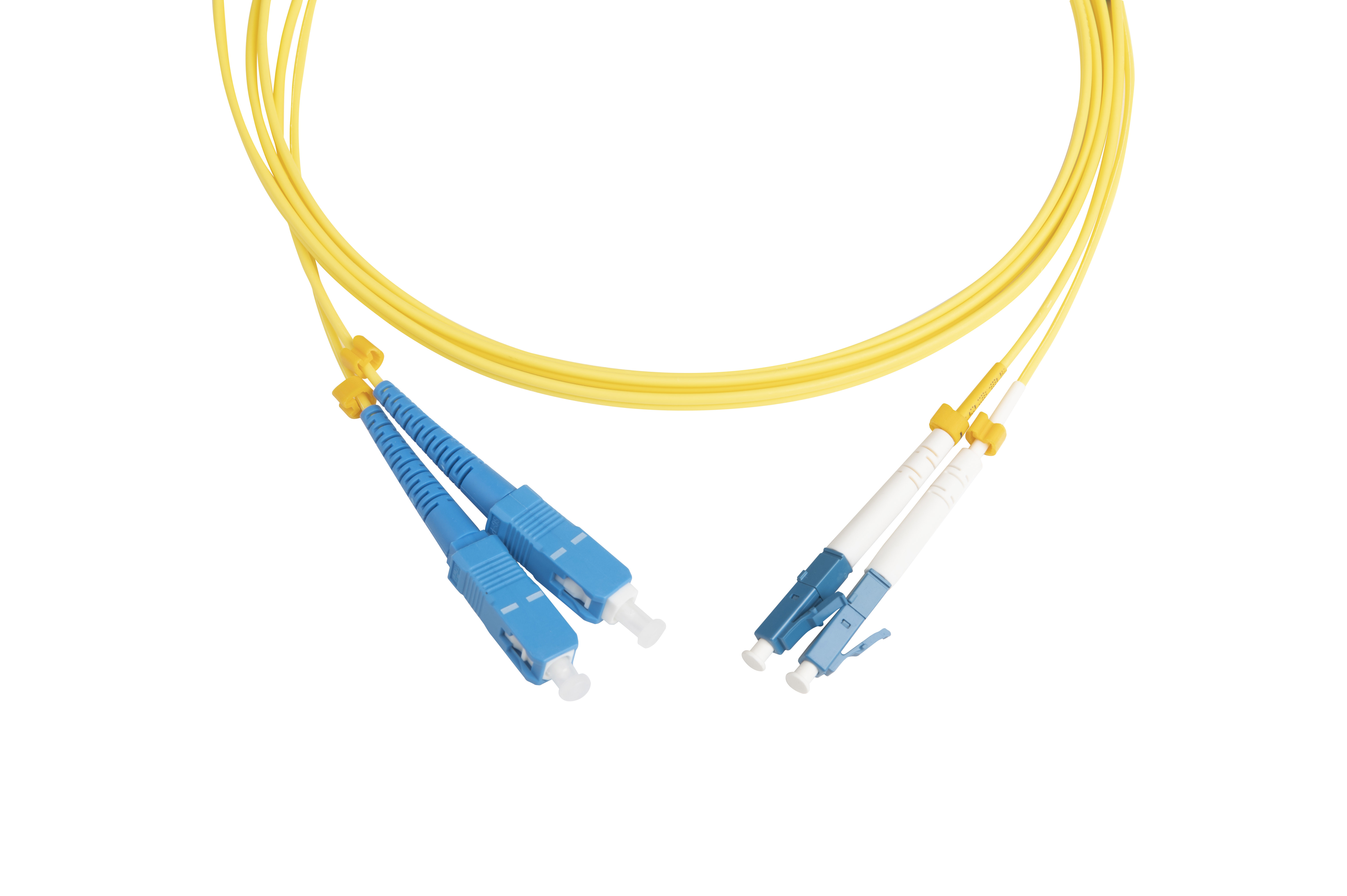 Hyperline FC-D2-9-LC/UR-SC/UR-H-2M-LSZH-YL Патч-корд волоконно-оптический (шнур) SM 9/125 (OS2), LC/UPC-SC/UPC, 2.0 мм, duplex, LSZH, 2 м — фото