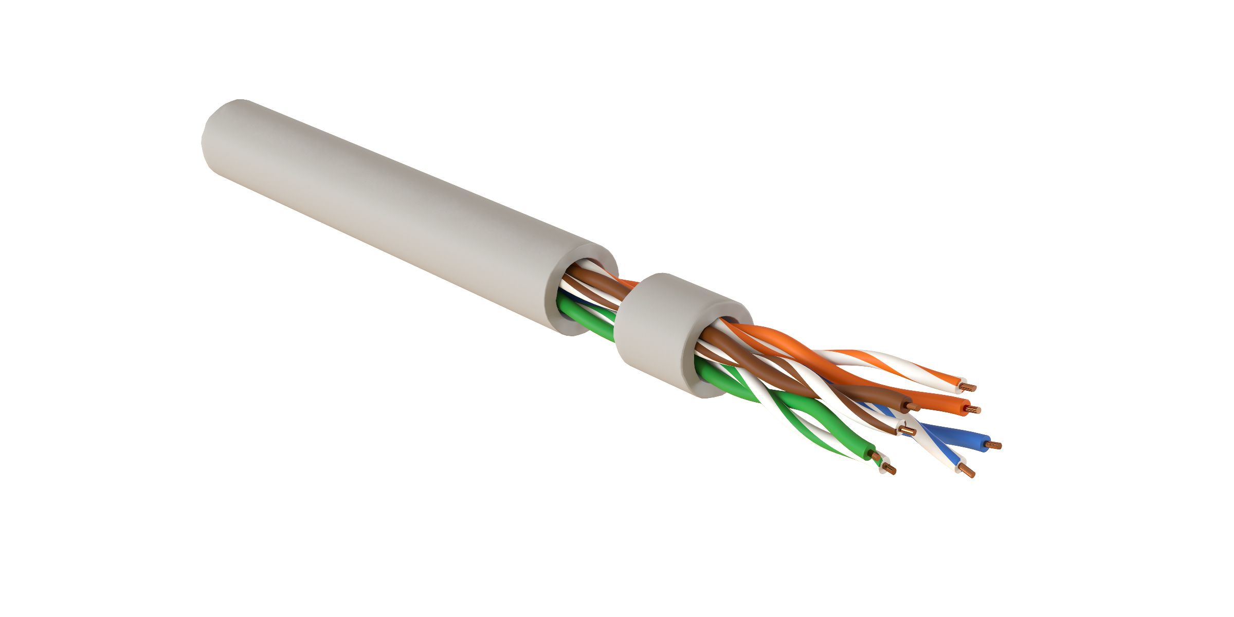 Hyperline IUUTP4-C5E-S24/1-FRPVC-GY (305 м) Кабель для сетей Industrial Ethernet, неэкранированный U/UTP, категория 5e, 4 пары 24 AWG, 4х2х0,51 мм, однопроволочные жилы, PVC, серый — фото