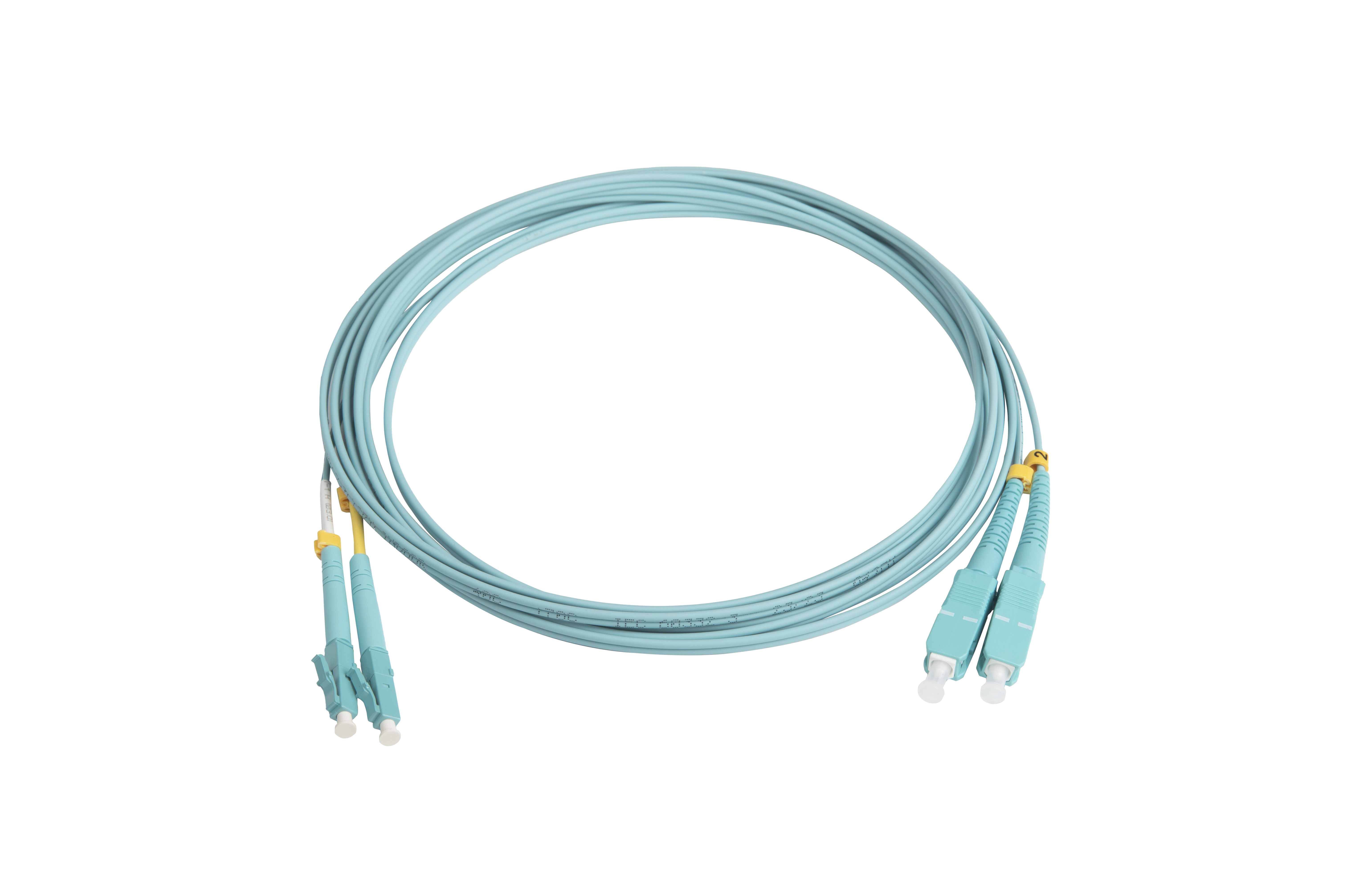 Hyperline FC-D2-503-LC/UR-SC/UR-H-3M-LSZH-AQ Патч-корд волоконно-оптический (шнур) MM 50/125 (OM3), LC-SC, UPC, duplex, 2.0 мм, до 100G, LSZH, 3 м (замена FC-D2-503-LC/PR-SC/PR-H-3M-LSZH-AQ)