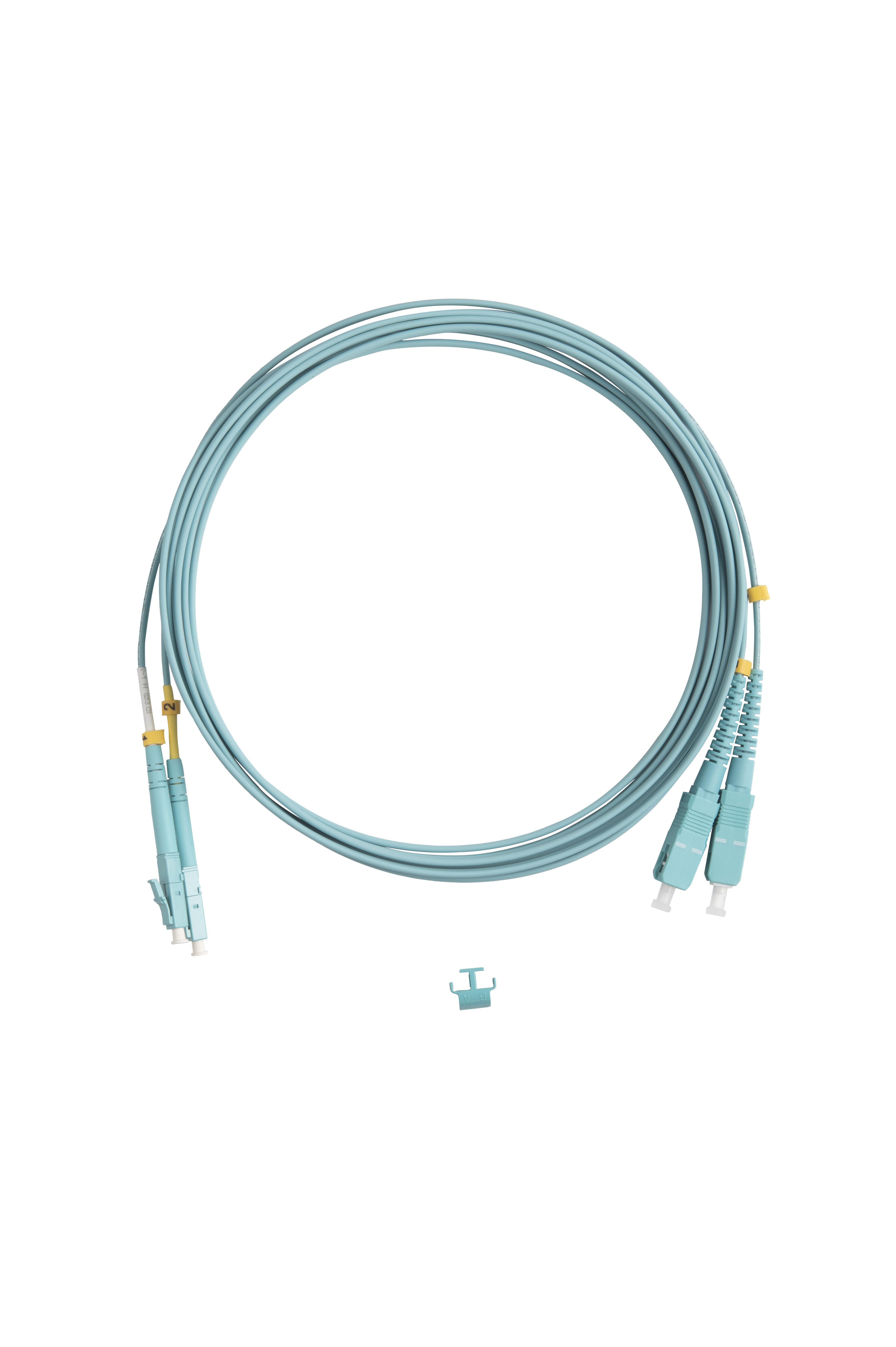 Hyperline FC-D2-503-LC/UR-SC/UR-H-3M-LSZH-AQ Патч-корд волоконно-оптический (шнур) MM 50/125 (OM3), LC-SC, UPC, duplex, 2.0 мм, до 100G, LSZH, 3 м (замена FC-D2-503-LC/PR-SC/PR-H-3M-LSZH-AQ) — фото