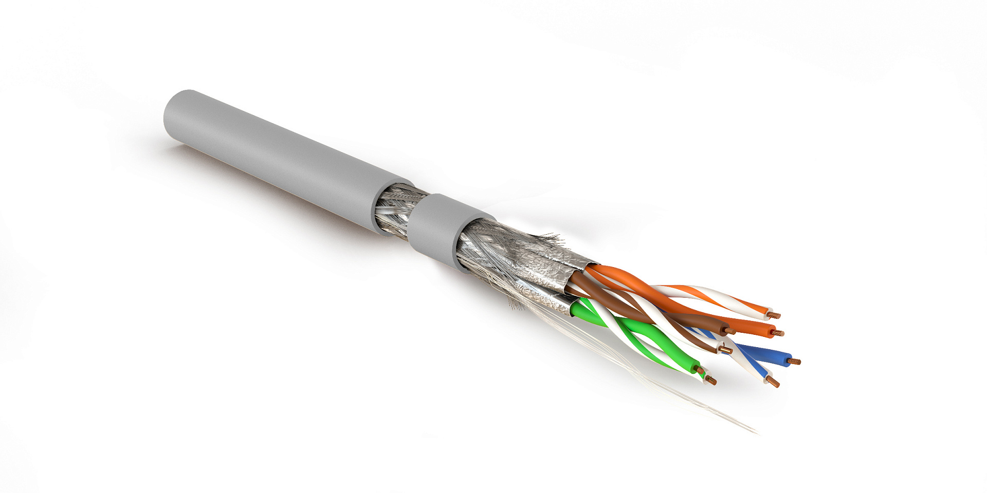 Hyperline SFTP4-C7A-S23-IN-LSZH-GY-305 (305 м) Кабель витая пара, экранированный S/FTP, общий экран оплетка, каждая пара в фольге, категория 7A (1000MHz), 4 пары 23 AWG, 4х2х0,58 мм, однопроволочные жилы, LSZH, нг(А)-HF, внутренний -40°C – +75°C, серый