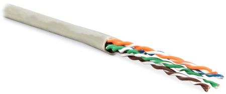 Hyperline UUTP4-C5E-P24-IN-LSZH-GY-305 (305 м) Кабель витая пара, неэкранированный U/UTP, категория 5e, 4 пары 24 AWG, 4х2х0,60 мм, многопроволочные жилы, LSZH, нг(А)-HF, внутренний -40°C – +75°C, серый — фото