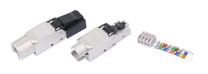 Hyperline PLUD-8P8C-S-C6A-SH Разъем полевой оконцовки RJ-45 (8P8C) под витую пару, для одножильного кабеля, toolless, категория 6A, экранированный, накручивающийся хвостовик, IDC — фото