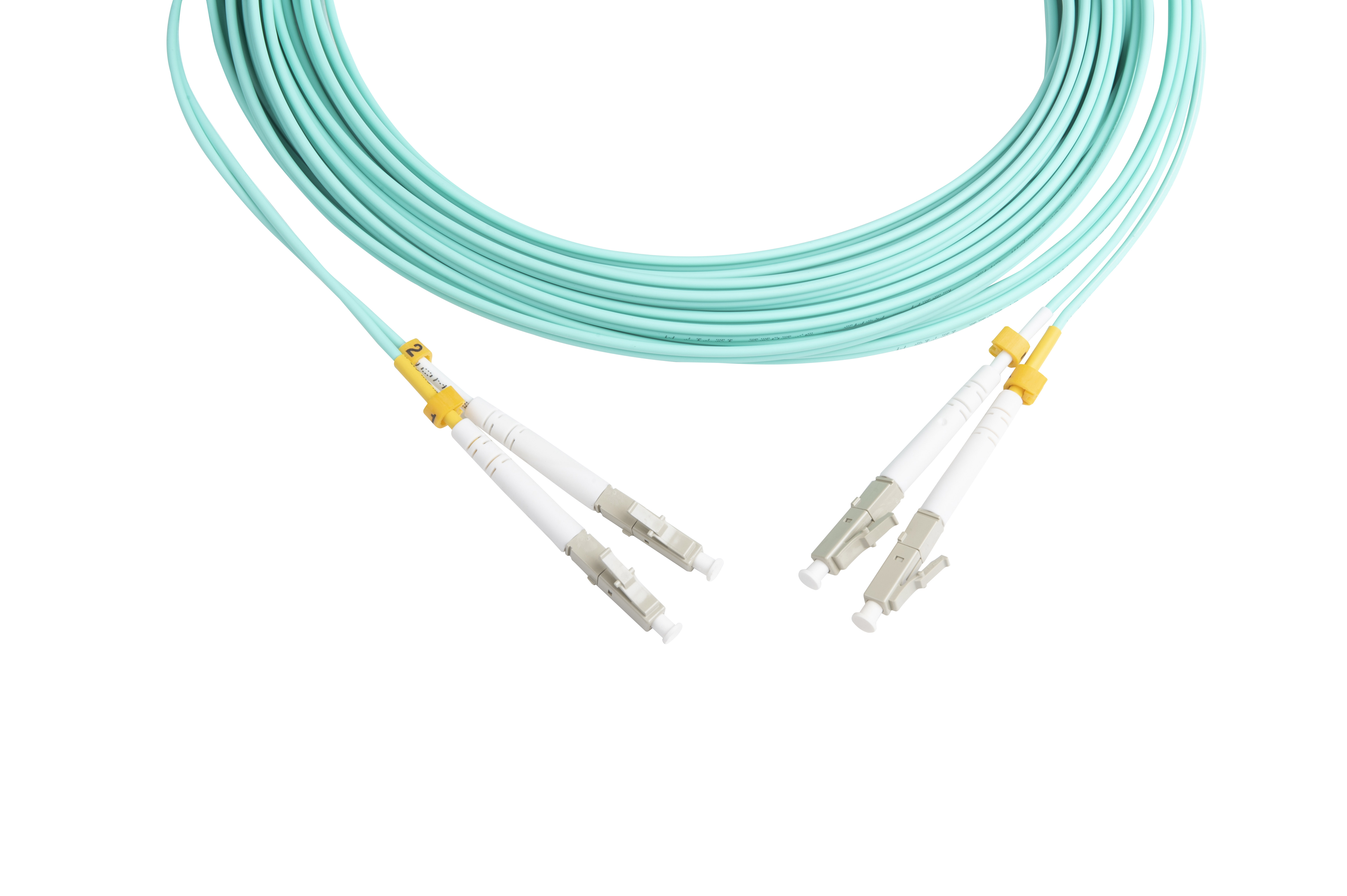 Hyperline FC-D2-503-LC/UR-LC/UR-H-10M-LSZH-AQ Патч-корд волоконно-оптический (шнур) MM 50/125 (OM3), LC-LC, UPC, duplex, 2.0 мм, до 100G, LSZH, 10 м (замена FC-D2-503-LC/PR-LC/PR-H-10M-LSZH-AQ) — фото