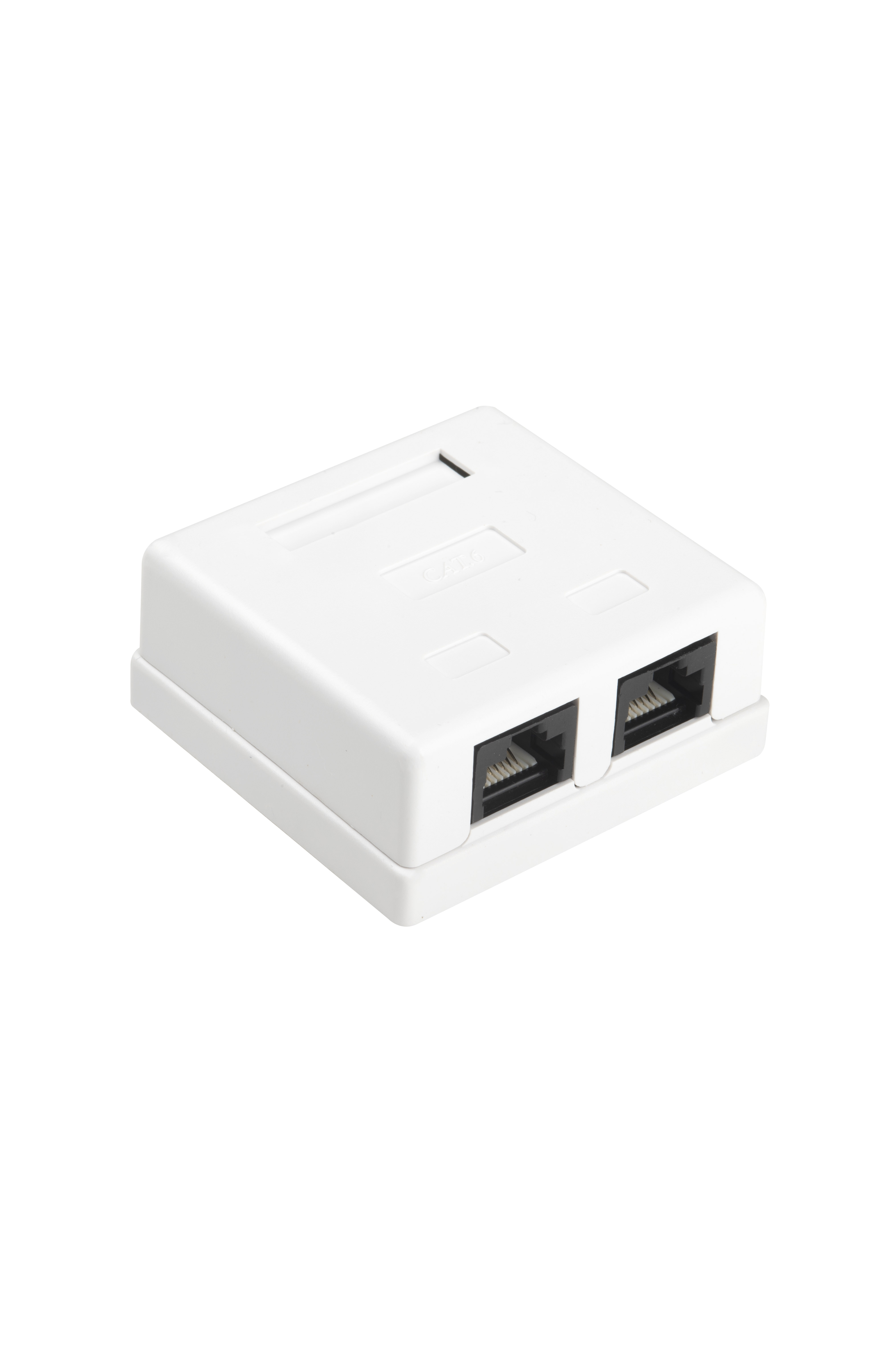 Hyperline SB1-2-8P8C-C6-WH Розетка компьютерная RJ-45(8P8C), категория 6, двойная, внешняя, Dual IDC — фото