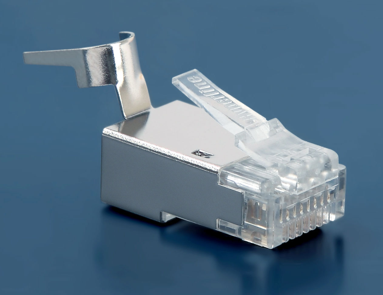 Hyperline PLUG-8P8C-UV-C6-TW-SH-10 Разъем RJ-45(8P8C) под витую пару, категория 6/6A (50 µ"/ 50 микродюймов), экранированный, универсальный (для одножильного и многожильного кабеля), для толстых жил 1.35-1.5 мм (с оболочкой), со вставкой, (10 шт) — фото