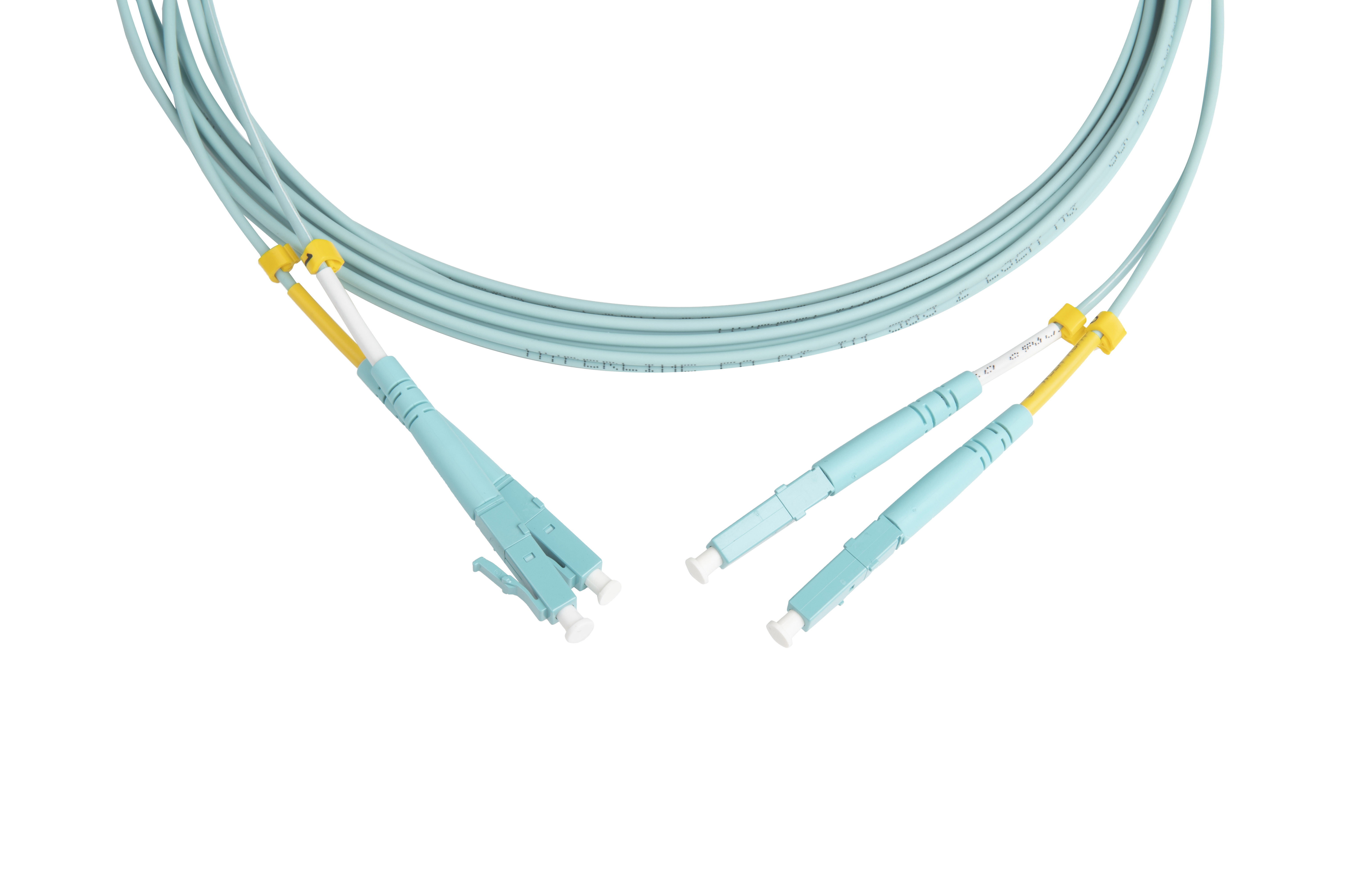 Hyperline FC-D2-503-LC/UR-LC/UR-H-3M-LSZH-AQ Патч-корд волоконно-оптический (шнур) MM 50/125 (OM3), LC-LC, UPC, duplex, 2.0 мм, до 100G, LSZH, 3 м (замена FC-D2-503-LC/PR-LC/PR-H-3M-LSZH-AQ) — фото