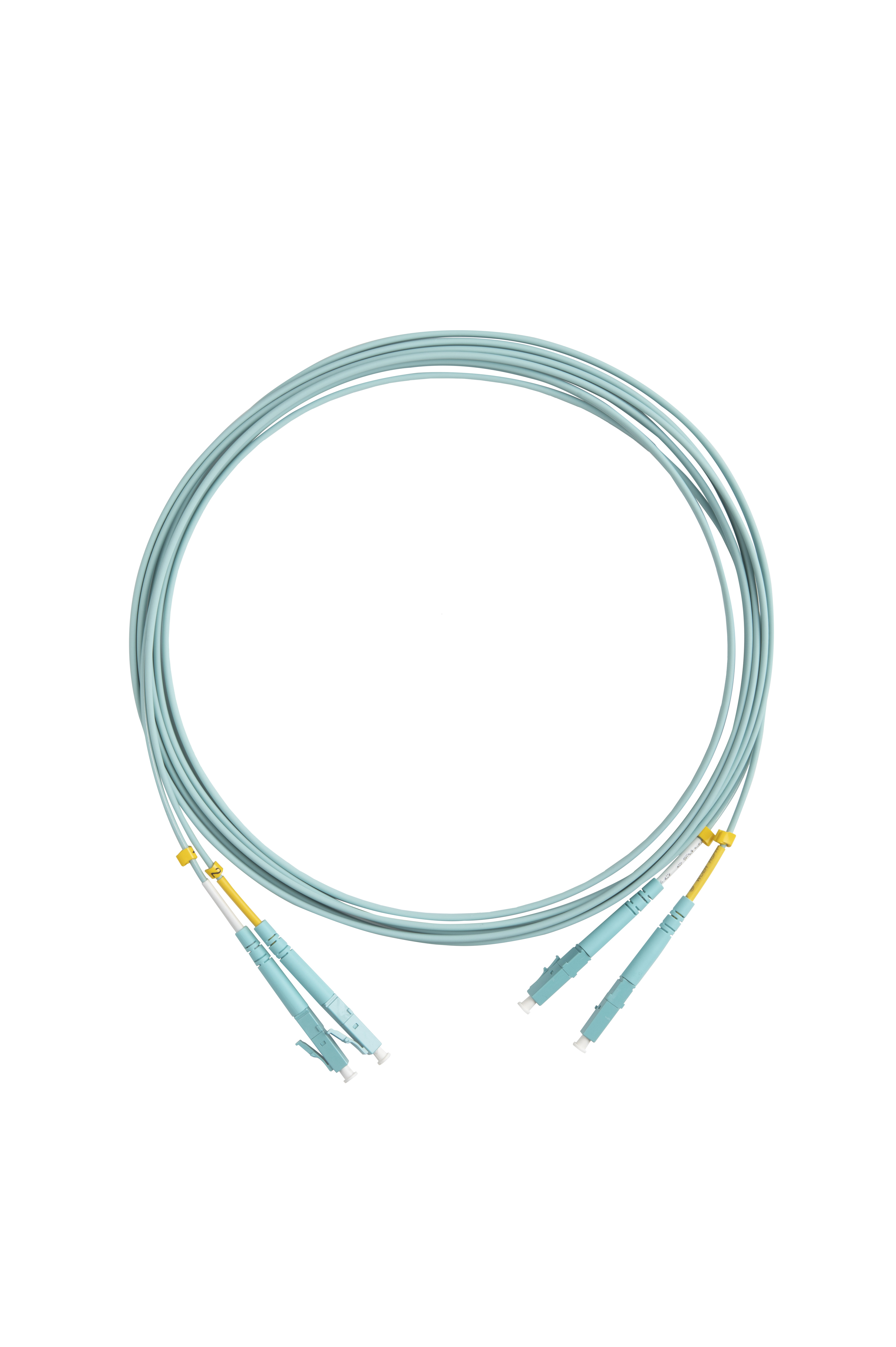 Hyperline FC-D2-503-LC/UR-LC/UR-H-3M-LSZH-AQ Патч-корд волоконно-оптический (шнур) MM 50/125 (OM3), LC-LC, UPC, duplex, 2.0 мм, до 100G, LSZH, 3 м (замена FC-D2-503-LC/PR-LC/PR-H-3M-LSZH-AQ) — фото