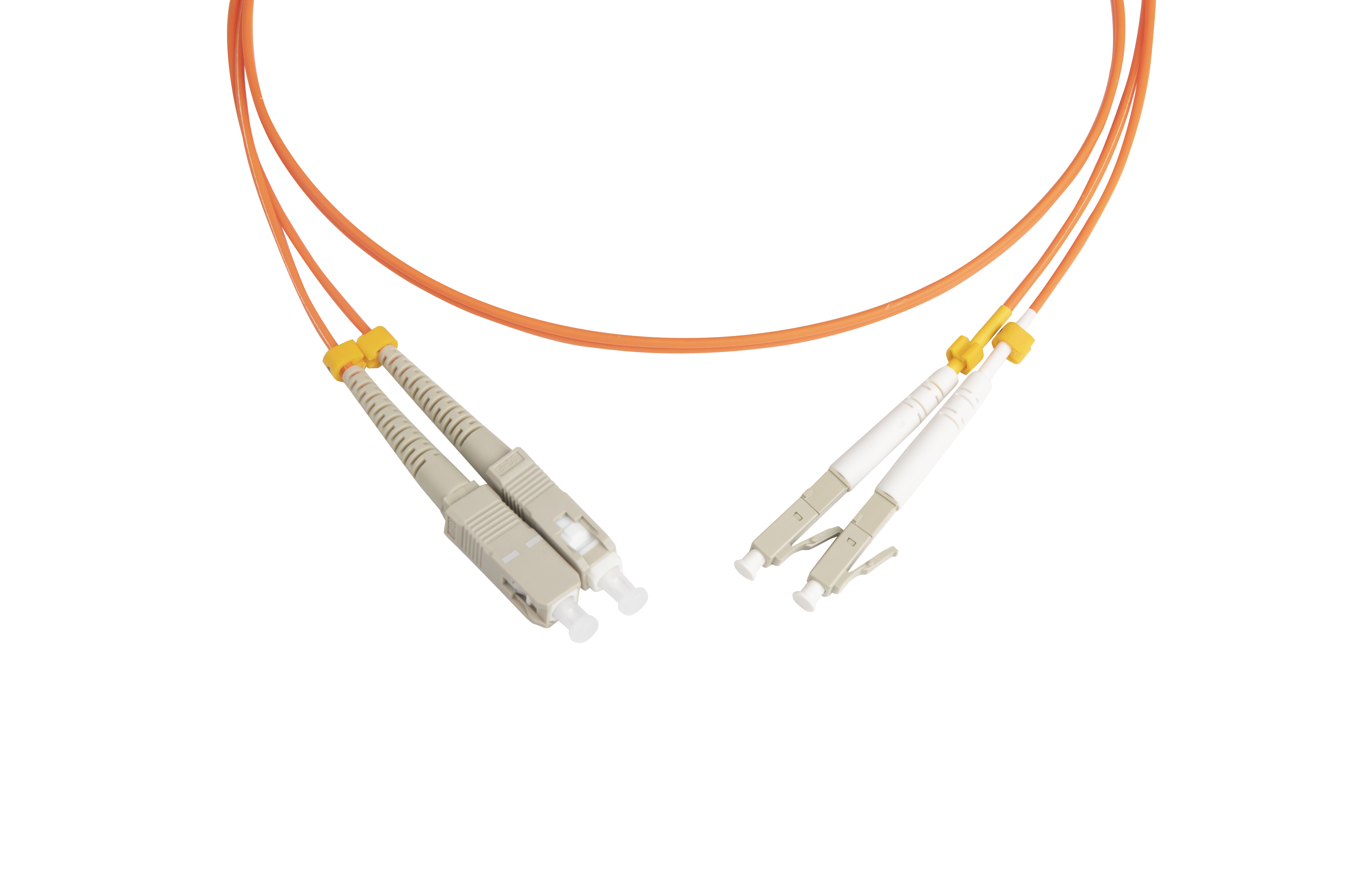 Hyperline FC-D2-50-LC/UR-SC/UR-H-1M-LSZH-OR Патч-корд волоконно-оптический (шнур) MM 50/125 (OM2), LC-SC, UPC, duplex, 2.0 мм, LSZH, 1 м (замена FC-D2-50-LC/PR-SC/PR-H-1M-LSZH-OR) — фото