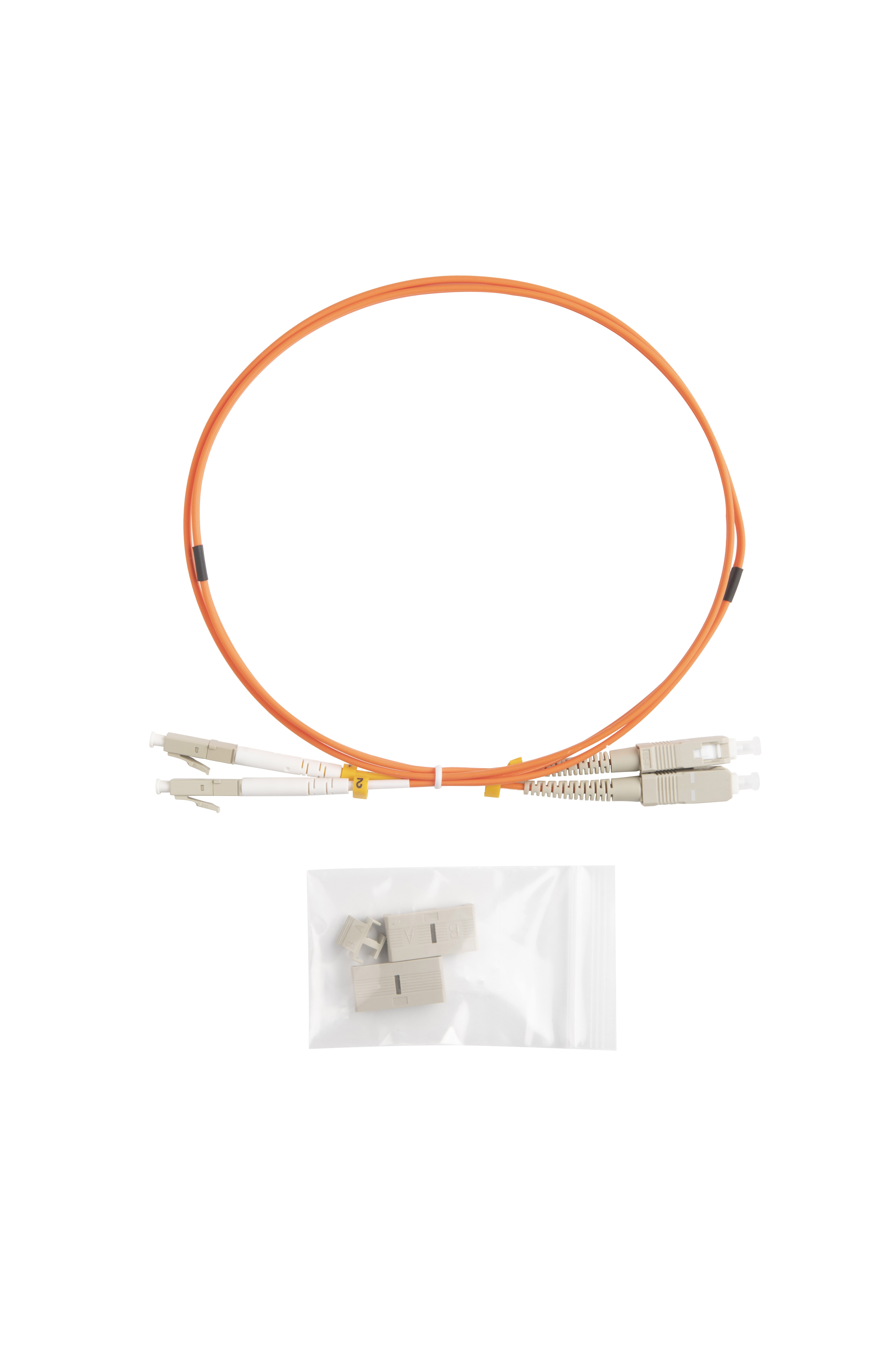 Hyperline FC-D2-50-LC/UR-SC/UR-H-1M-LSZH-OR Патч-корд волоконно-оптический (шнур) MM 50/125 (OM2), LC-SC, UPC, duplex, 2.0 мм, LSZH, 1 м (замена FC-D2-50-LC/PR-SC/PR-H-1M-LSZH-OR) — фото